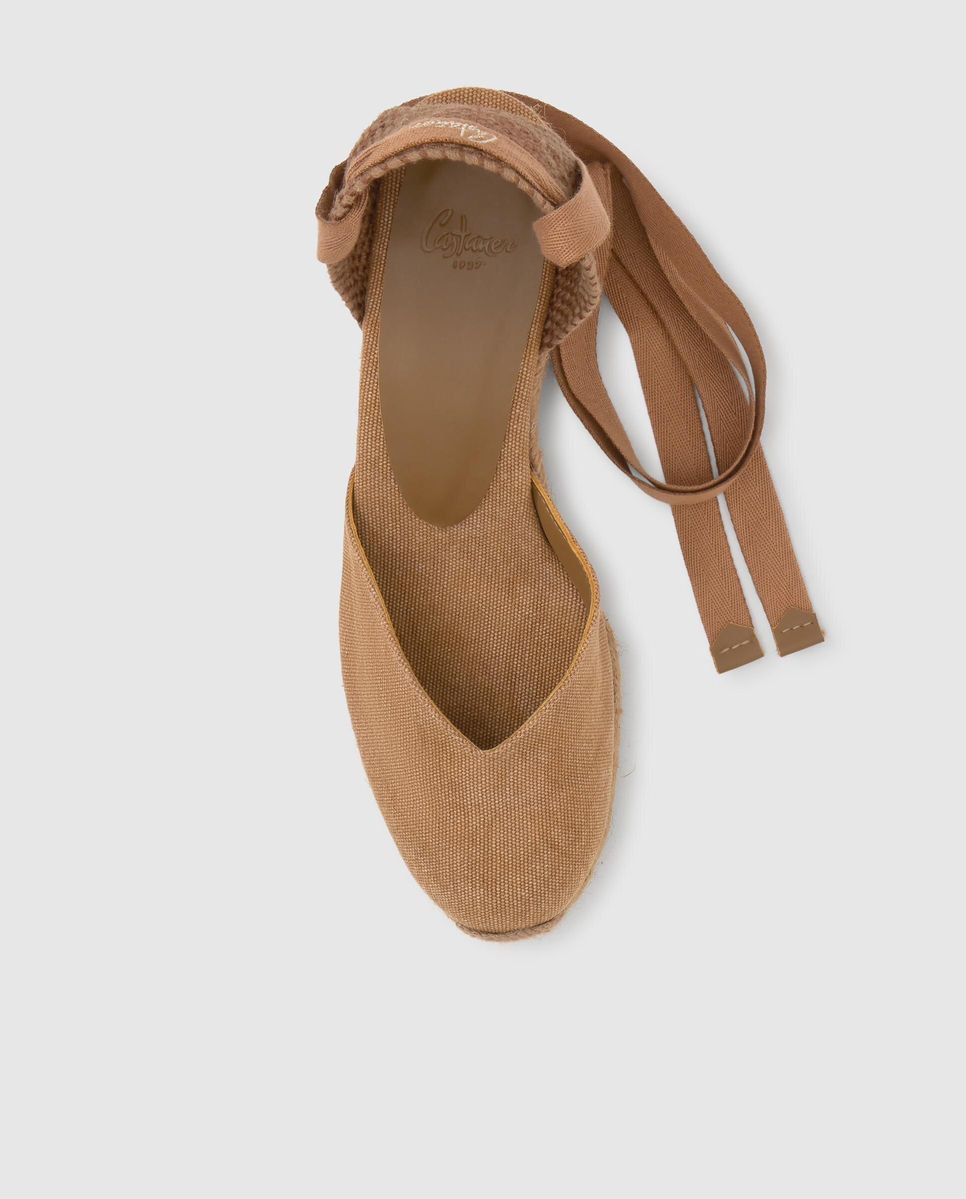 Alpargatas chiara de mujer en algodón orgánico con cintas - Castañer - Marrón claro Marrón claro-5