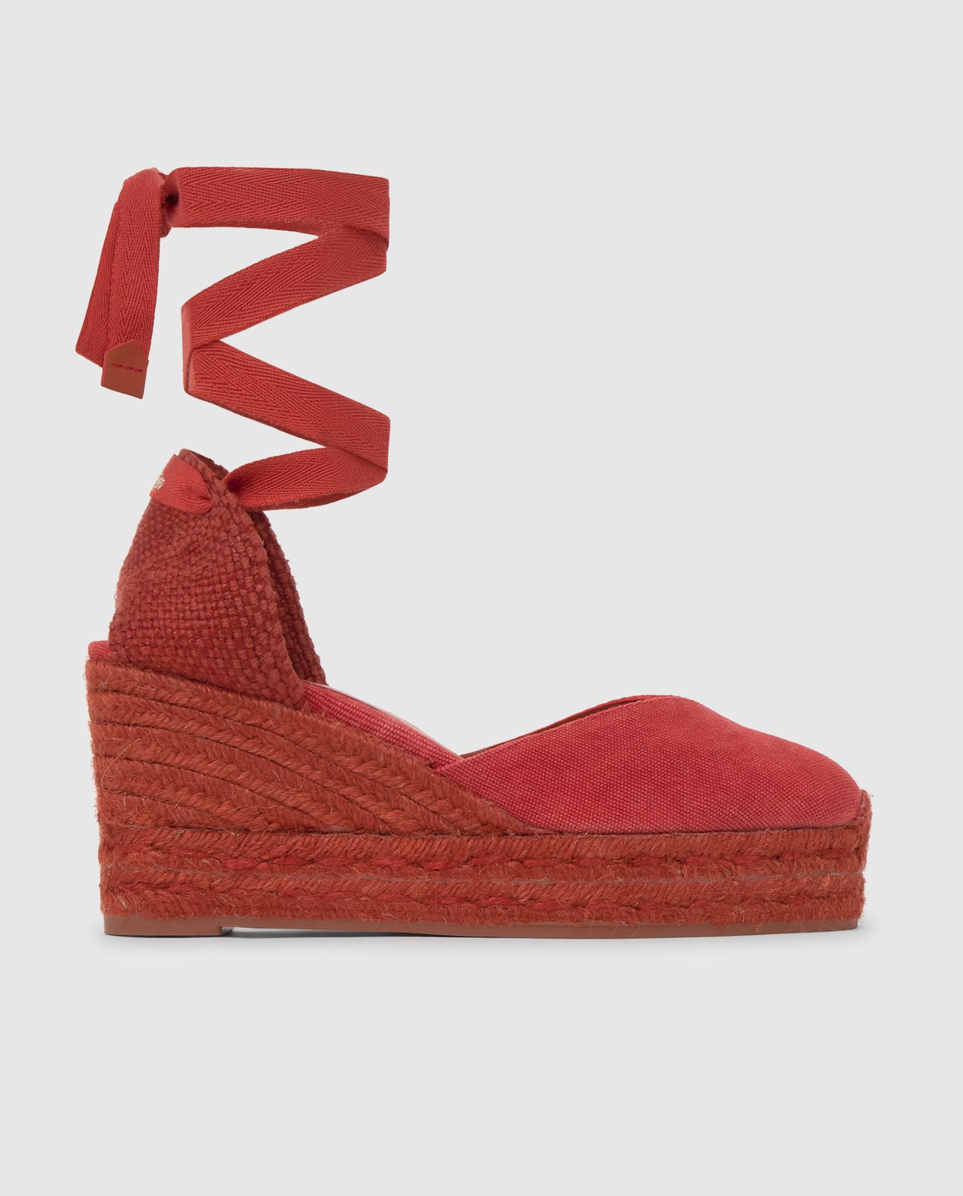 Alpargatas chiara de mujer en algodón orgánico con cintas - Castañer - Rojo Rojo-1