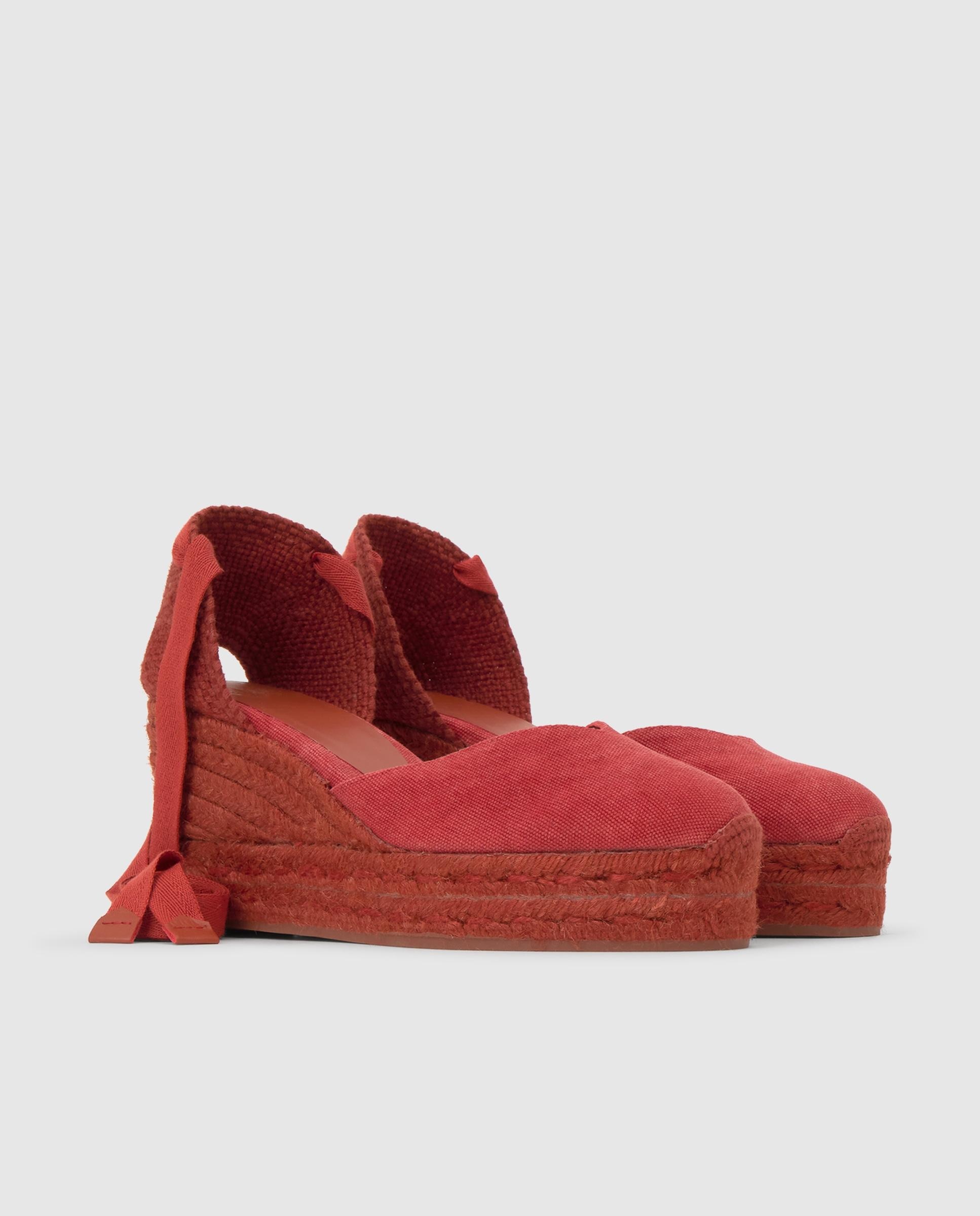 Alpargatas chiara de mujer en algodón orgánico con cintas - Castañer - Rojo Rojo-2