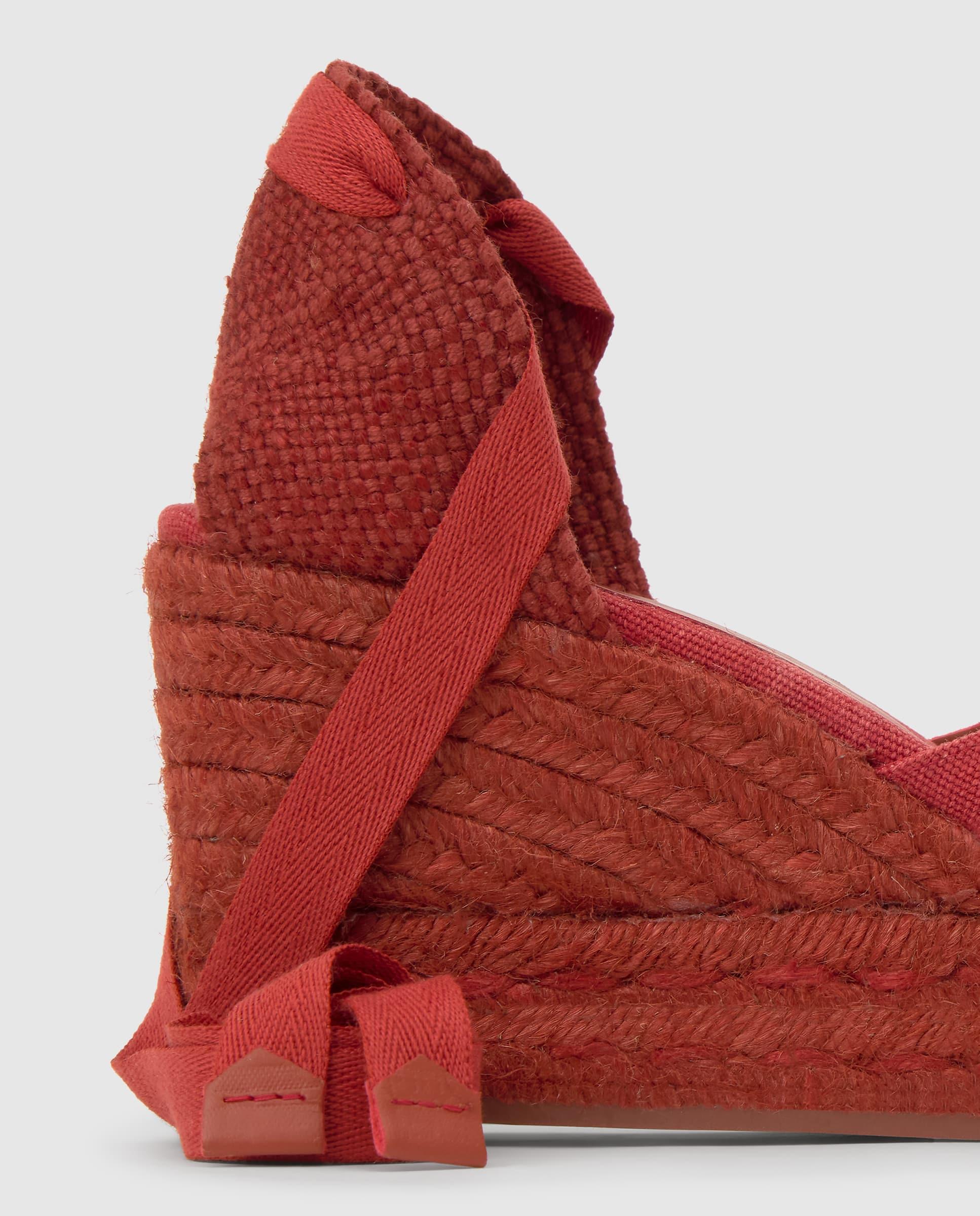 Alpargatas chiara de mujer en algodón orgánico con cintas - Castañer - Rojo Rojo-3