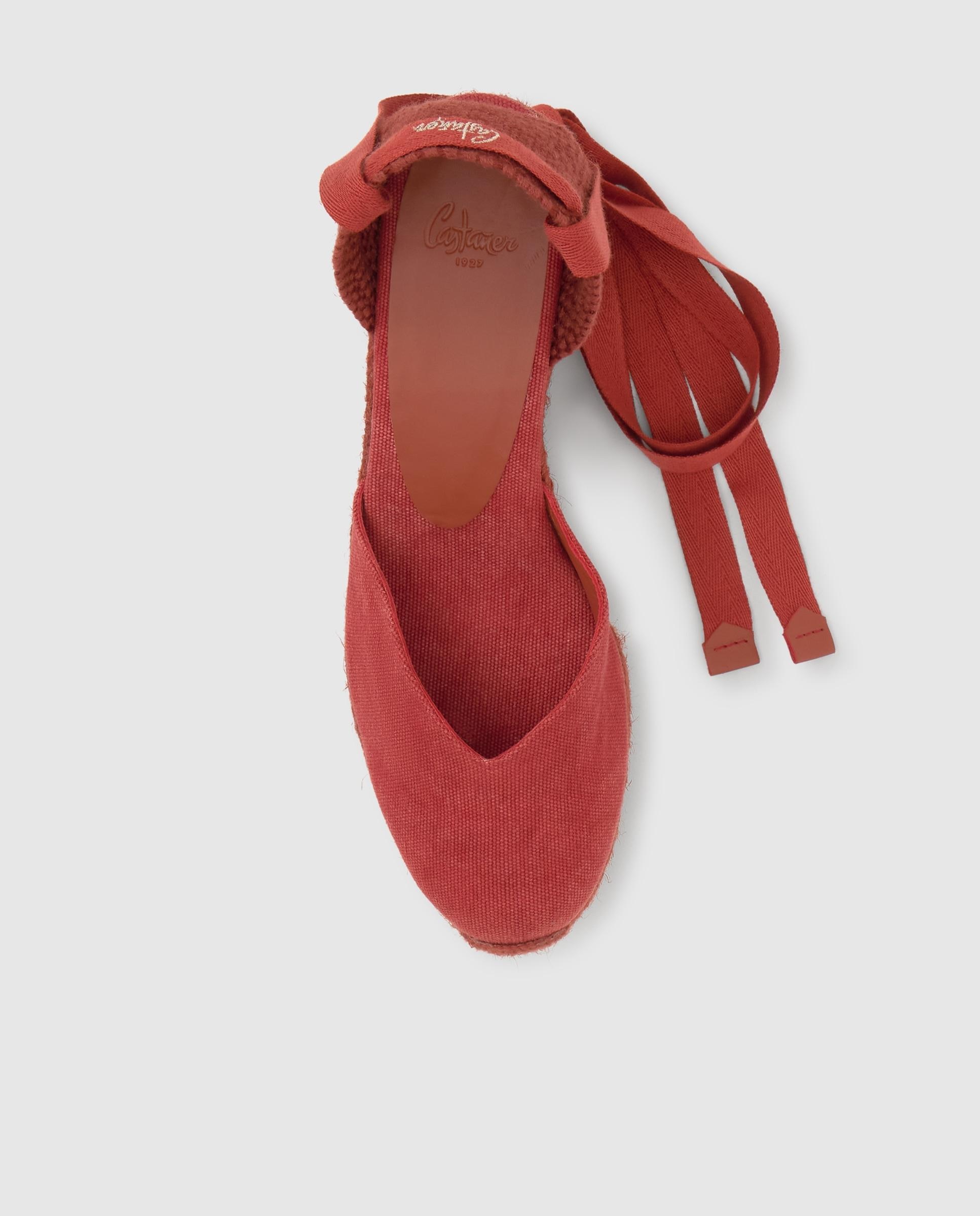 Alpargatas chiara de mujer en algodón orgánico con cintas - Castañer - Rojo Rojo-5