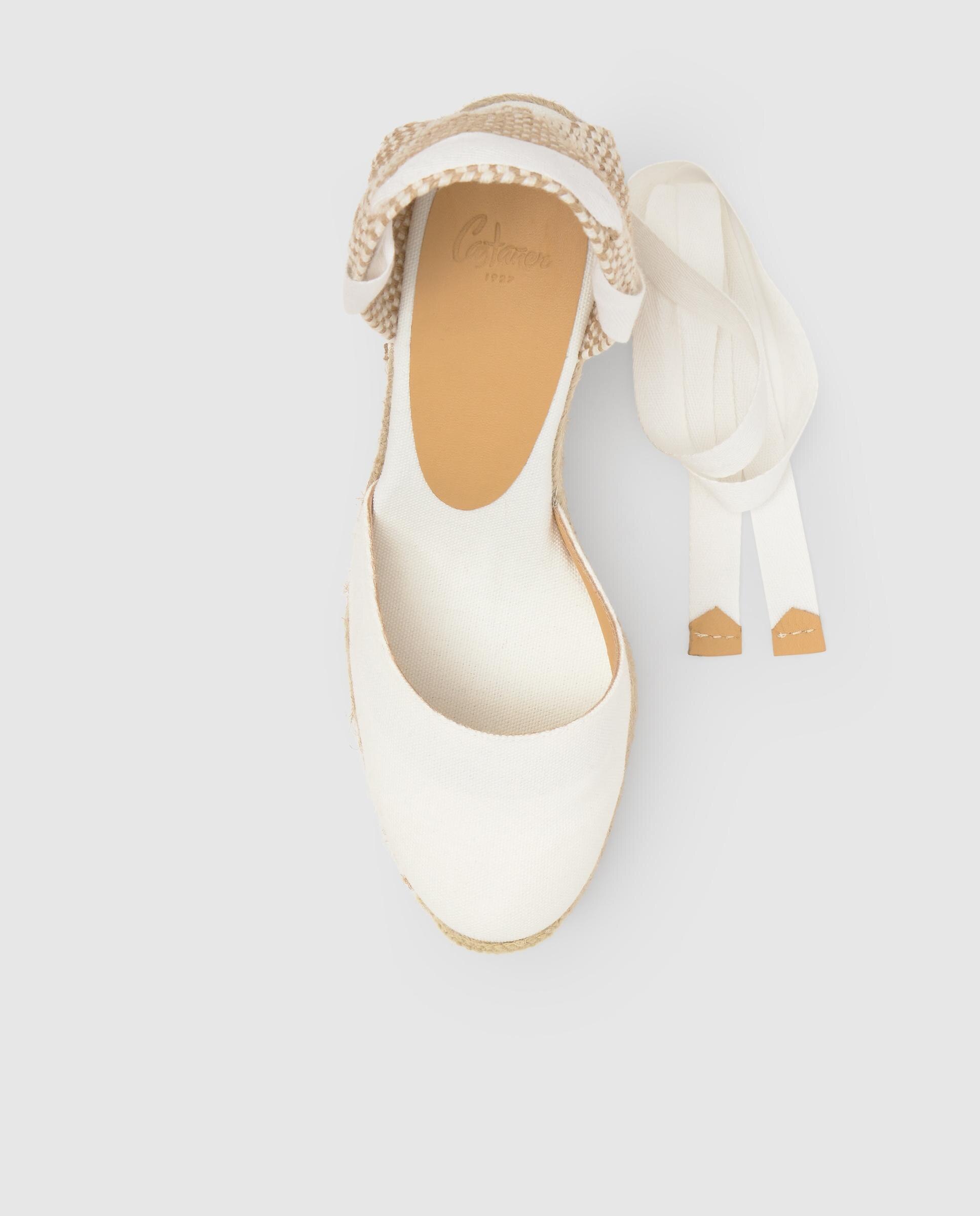 Alpargatas con cintas de mujer Carina de algodón orgánico - Castañer - Blanco Blanco-6