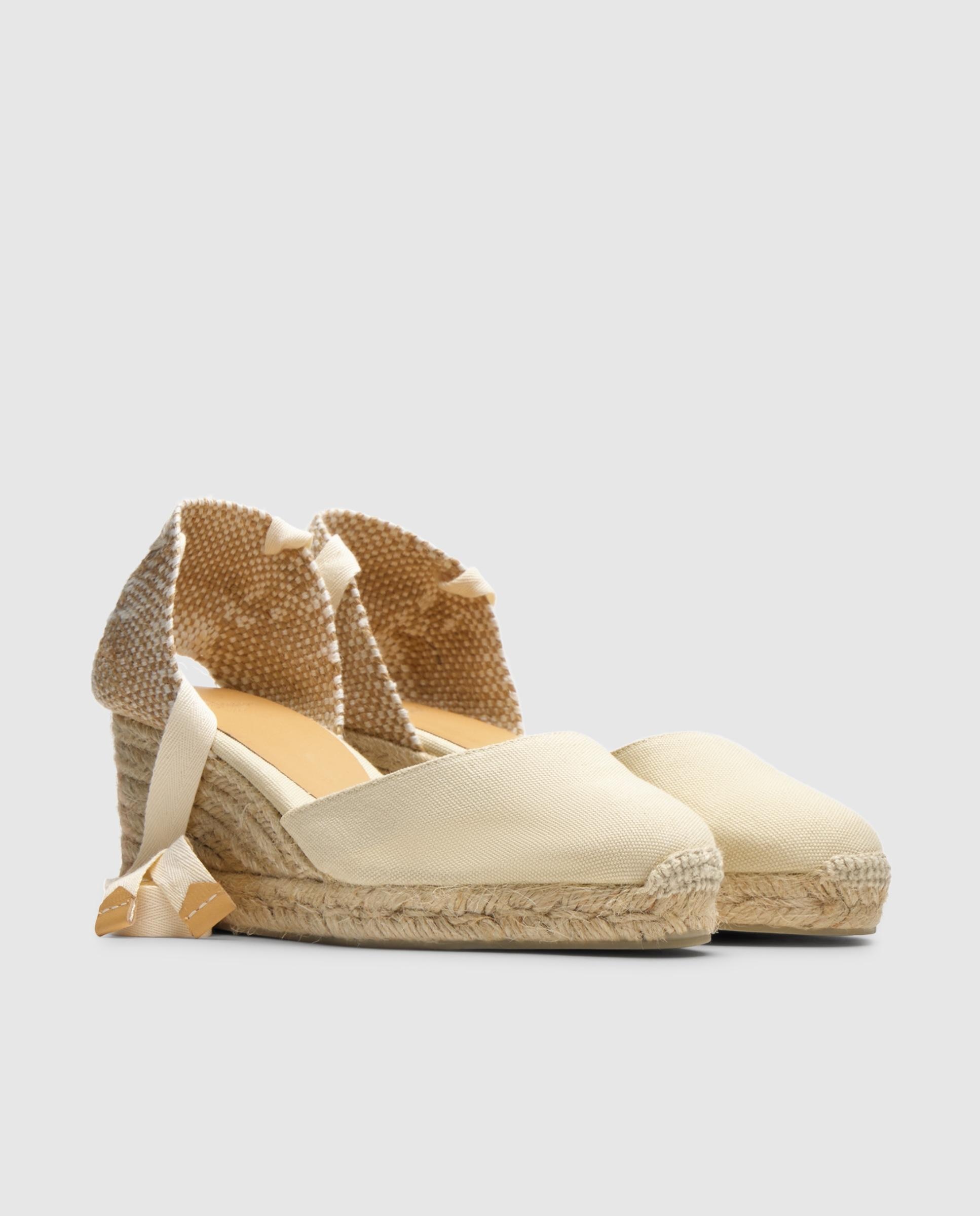 Alpargatas con cintas de mujer Carina en algodón orgánico - Castañer - Beige Beige-3