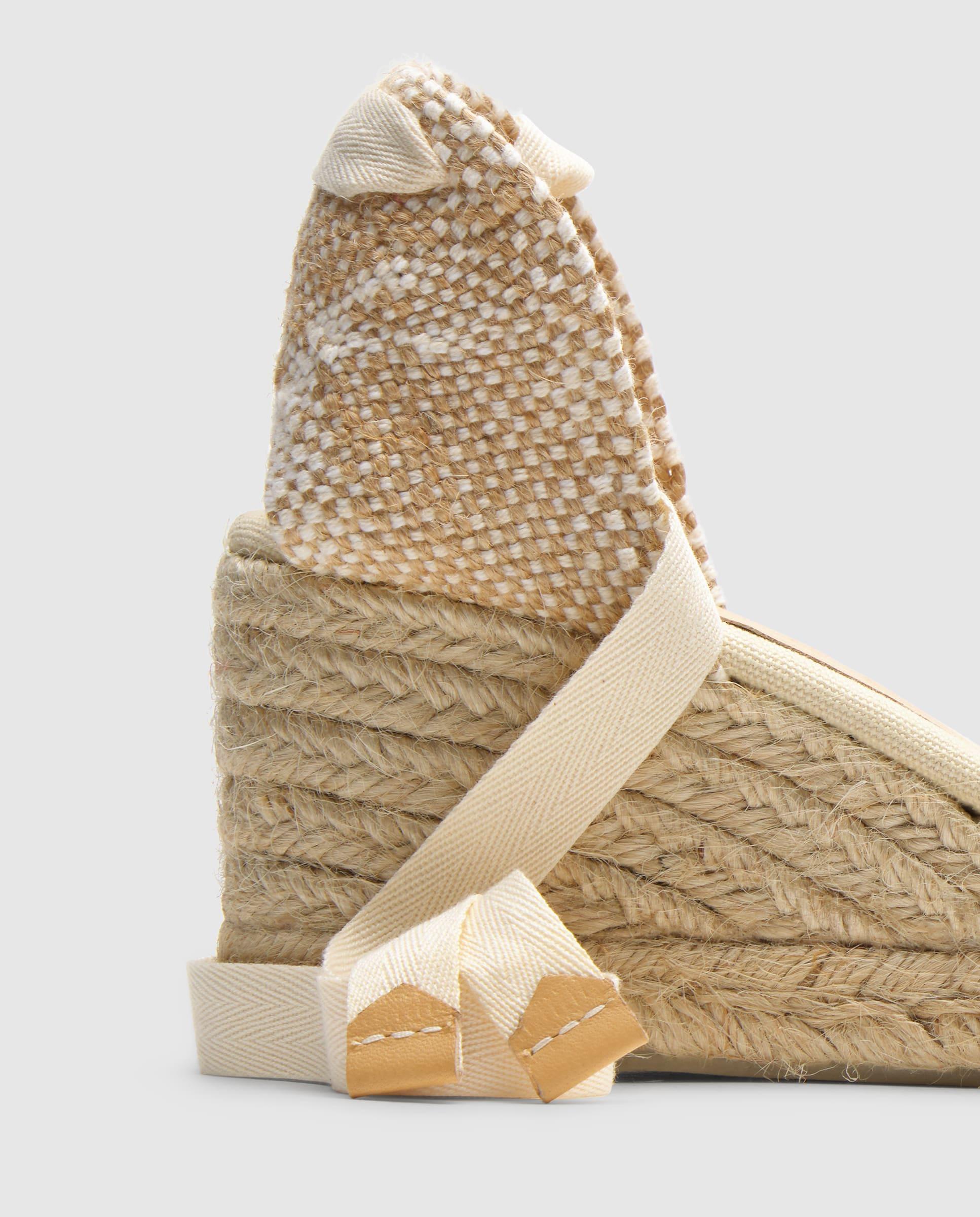 Alpargatas con cintas de mujer Carina en algodón orgánico - Castañer - Beige Beige-4