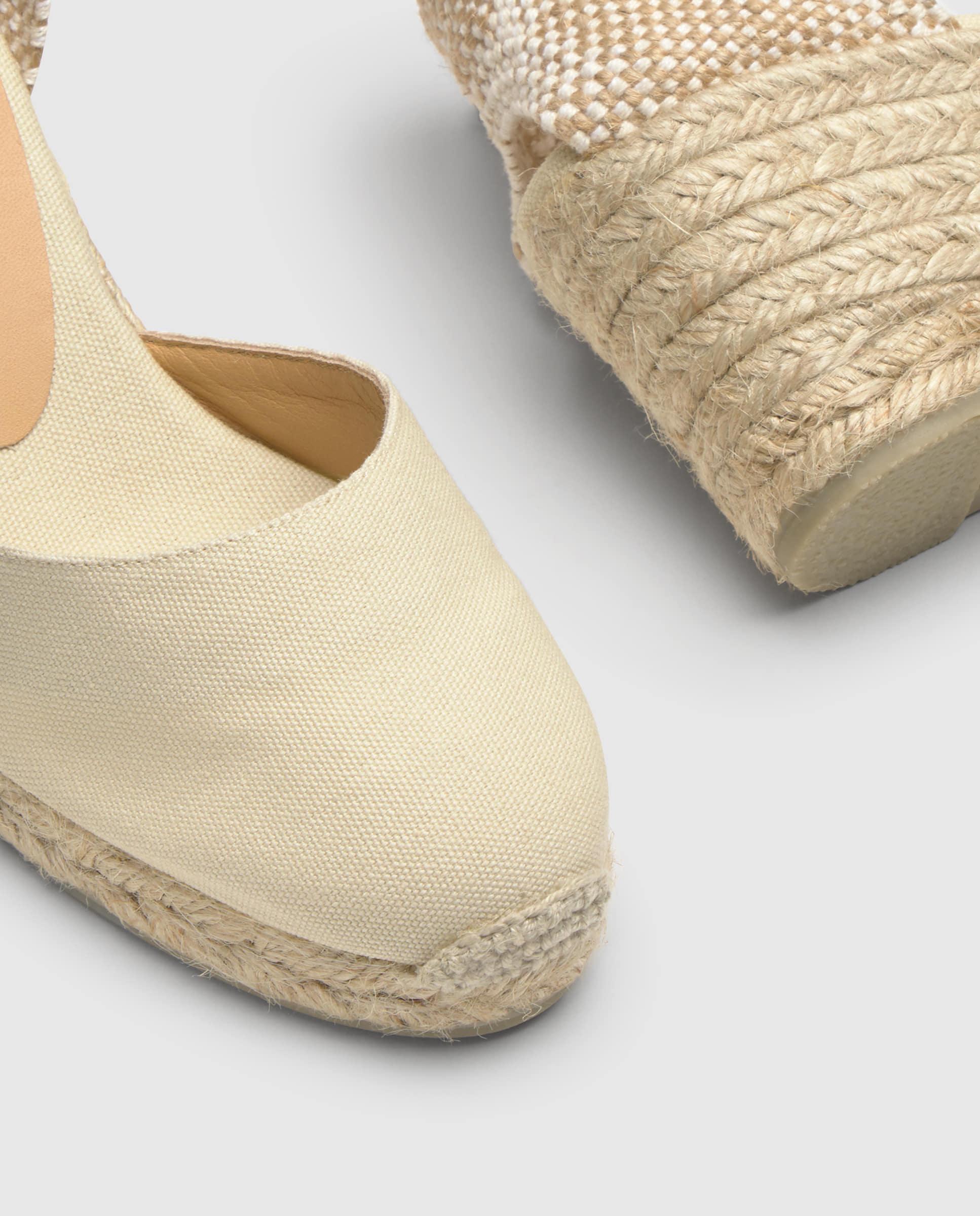 Alpargatas con cintas de mujer Carina en algodón orgánico - Castañer - Beige Beige-5