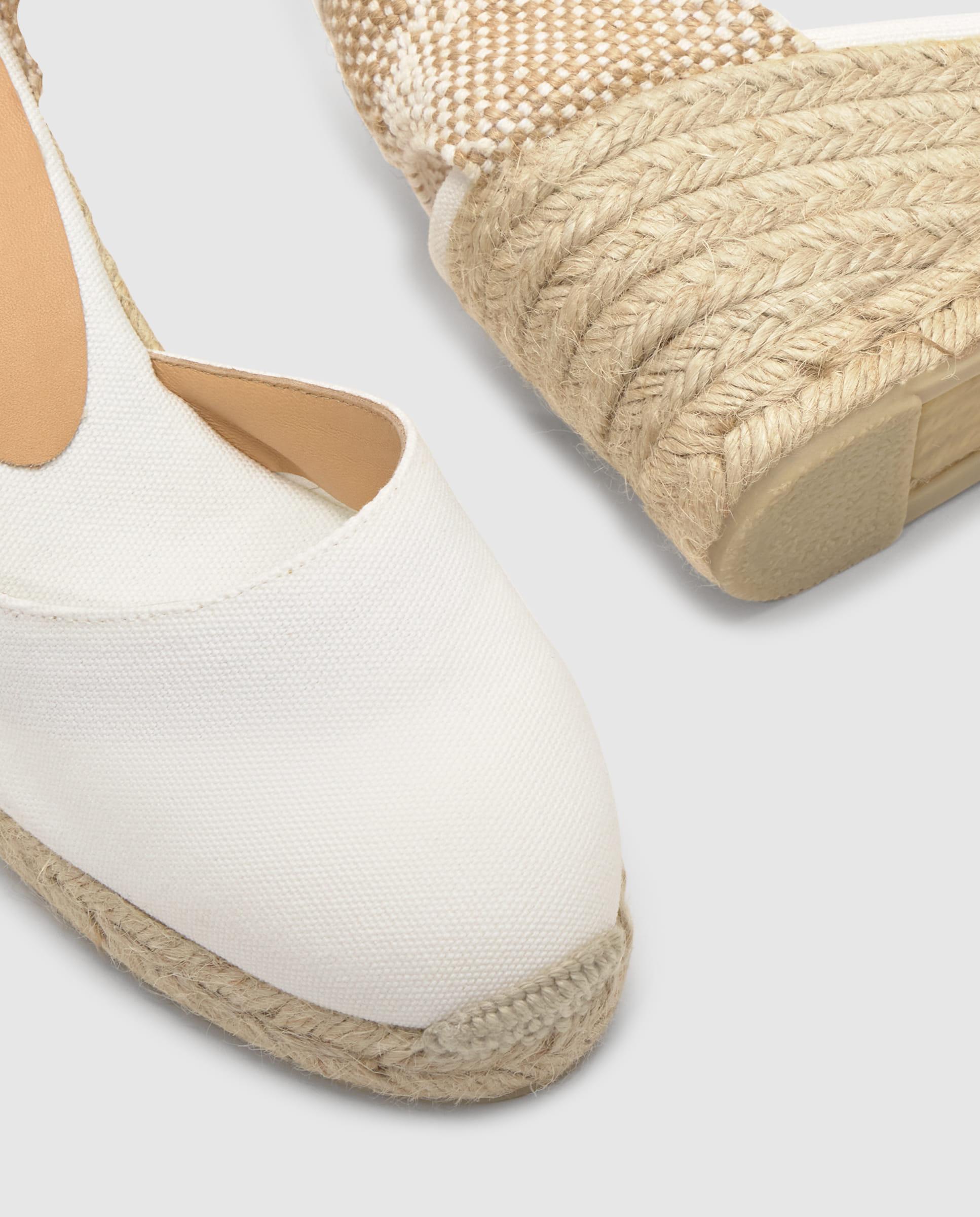 Alpargatas con cintas de mujer Carina en algodón orgánico - Castañer - Blanco Blanco-5