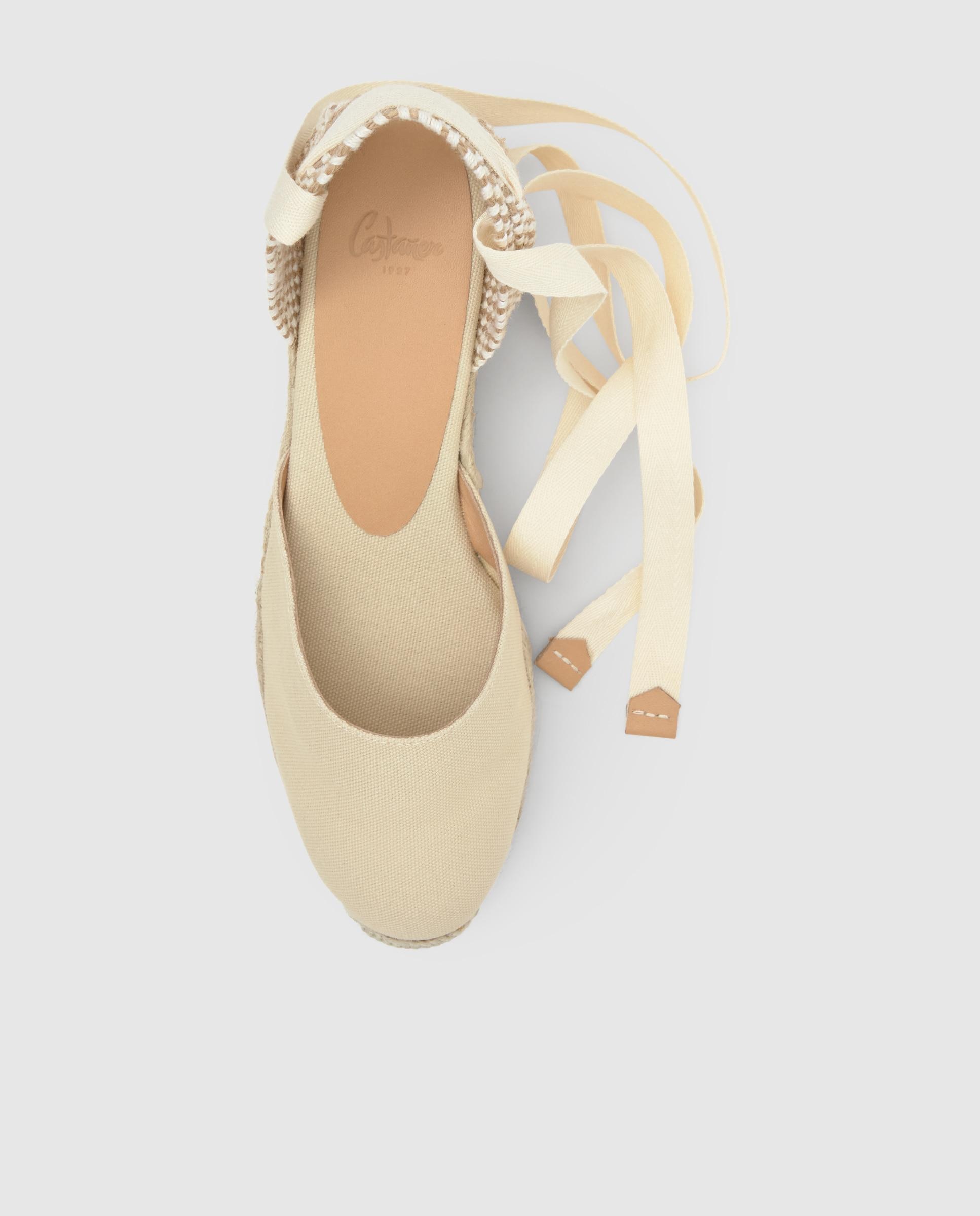 Alpargatas con cintas de mujer Carina en algodón orgánico - Castañer - Beige Beige-6