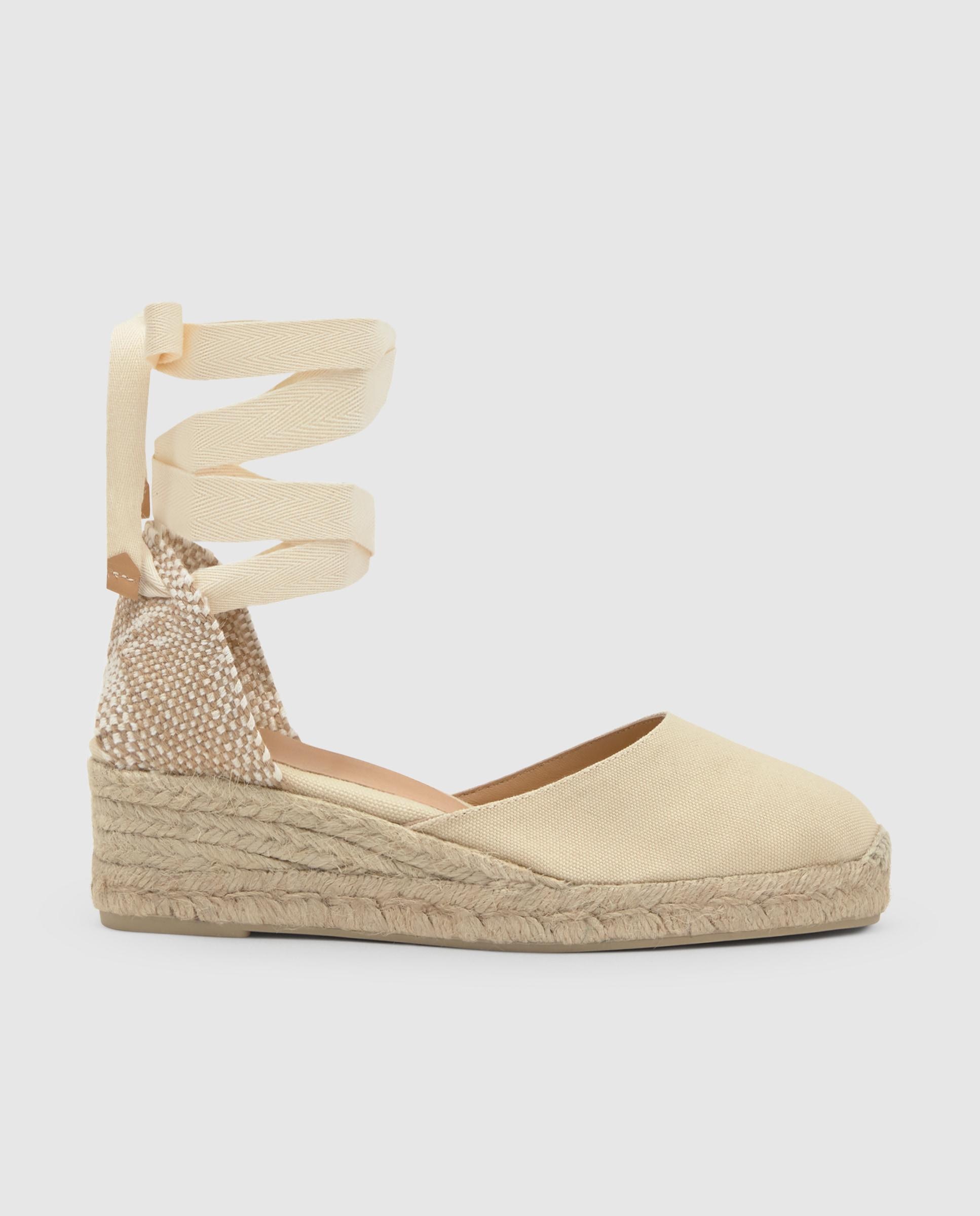 Alpargata de mujer carina de algodón y cierre de lazada. - Castañer - Beige Beige-1
