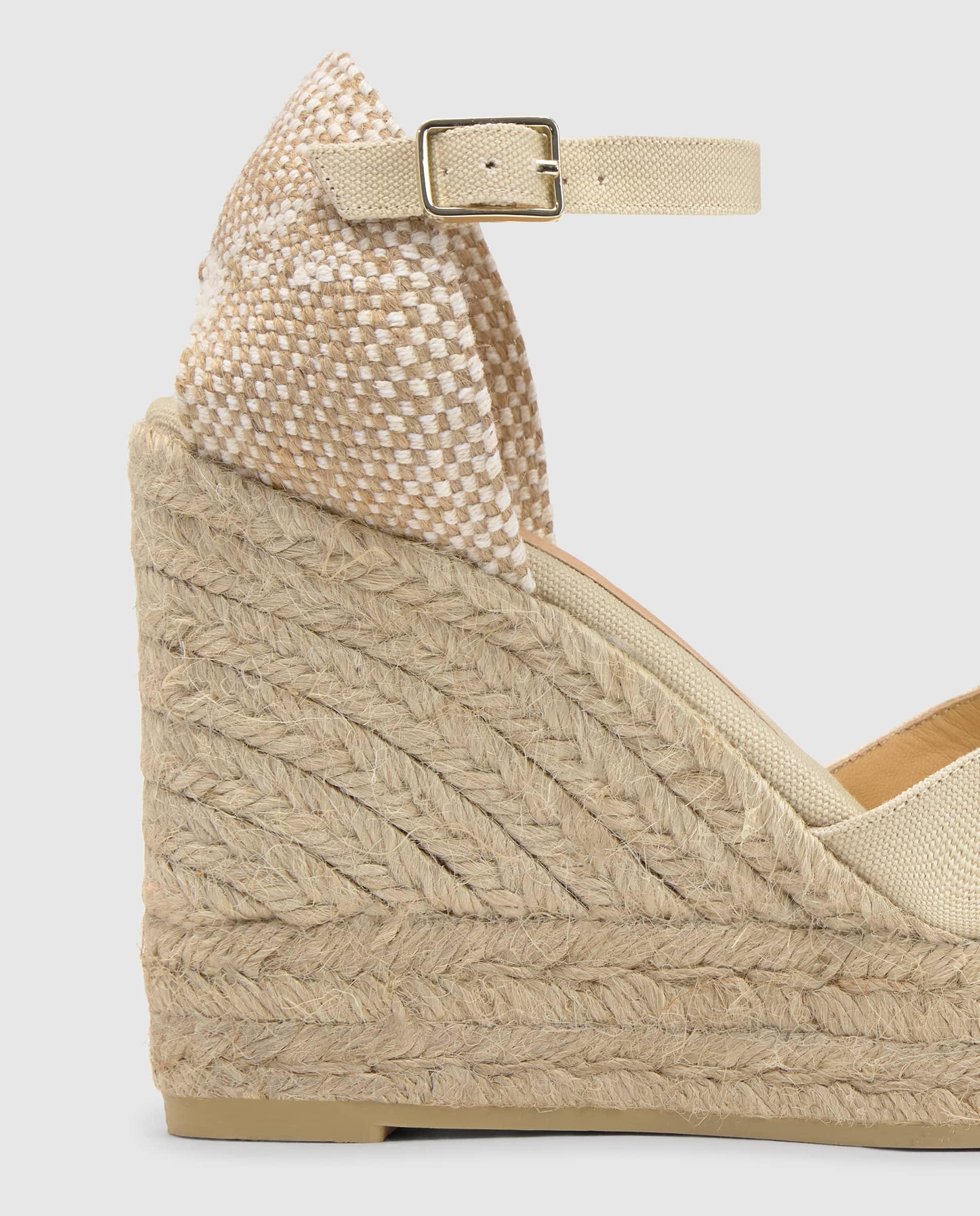 Alpargatas de cuña de mujer Carina de algodón con cierre de hebilla - Castañer - Beige Beige-4