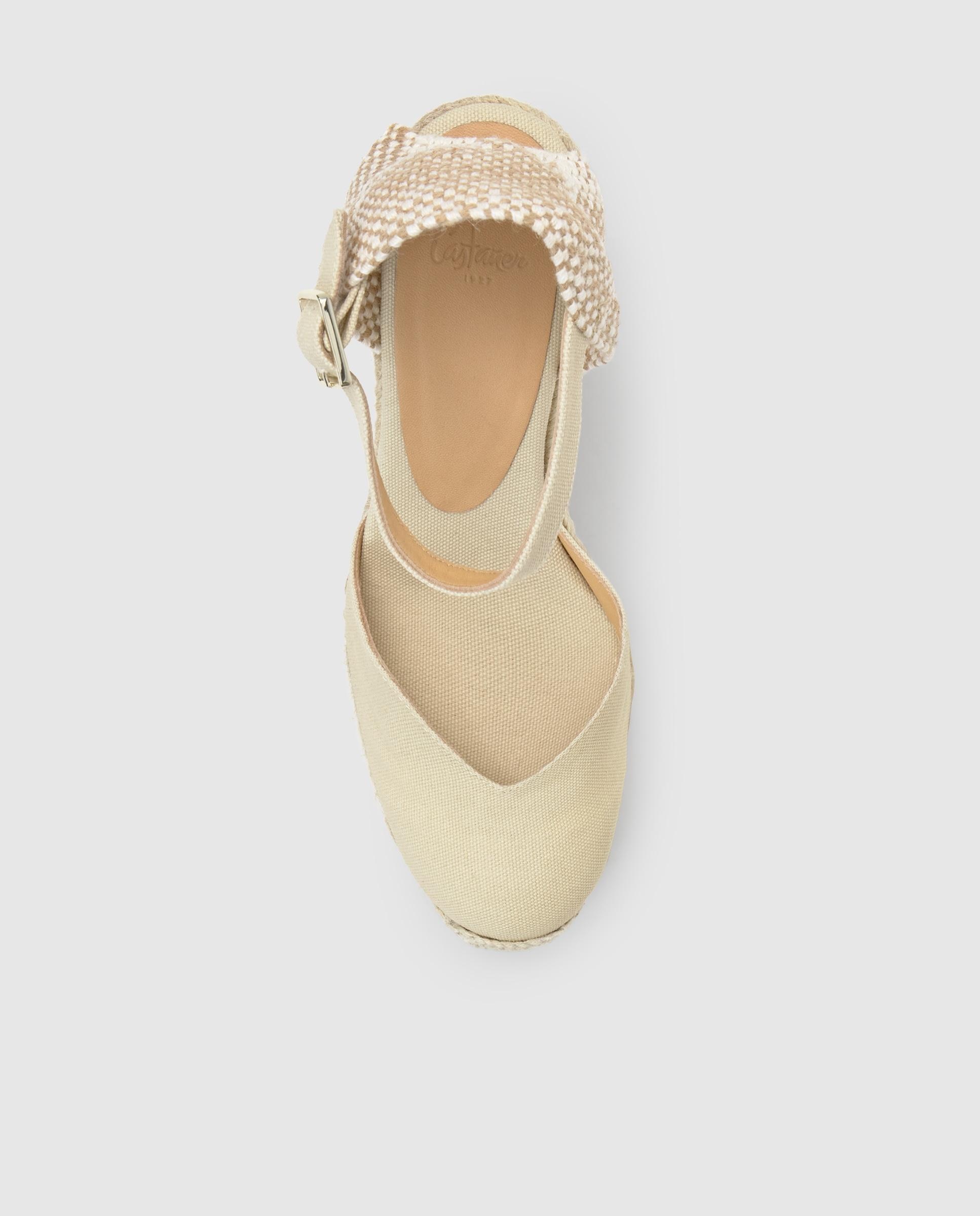 Alpargatas de cuña de mujer Carina de algodón con cierre de hebilla - Castañer - Beige Beige-6