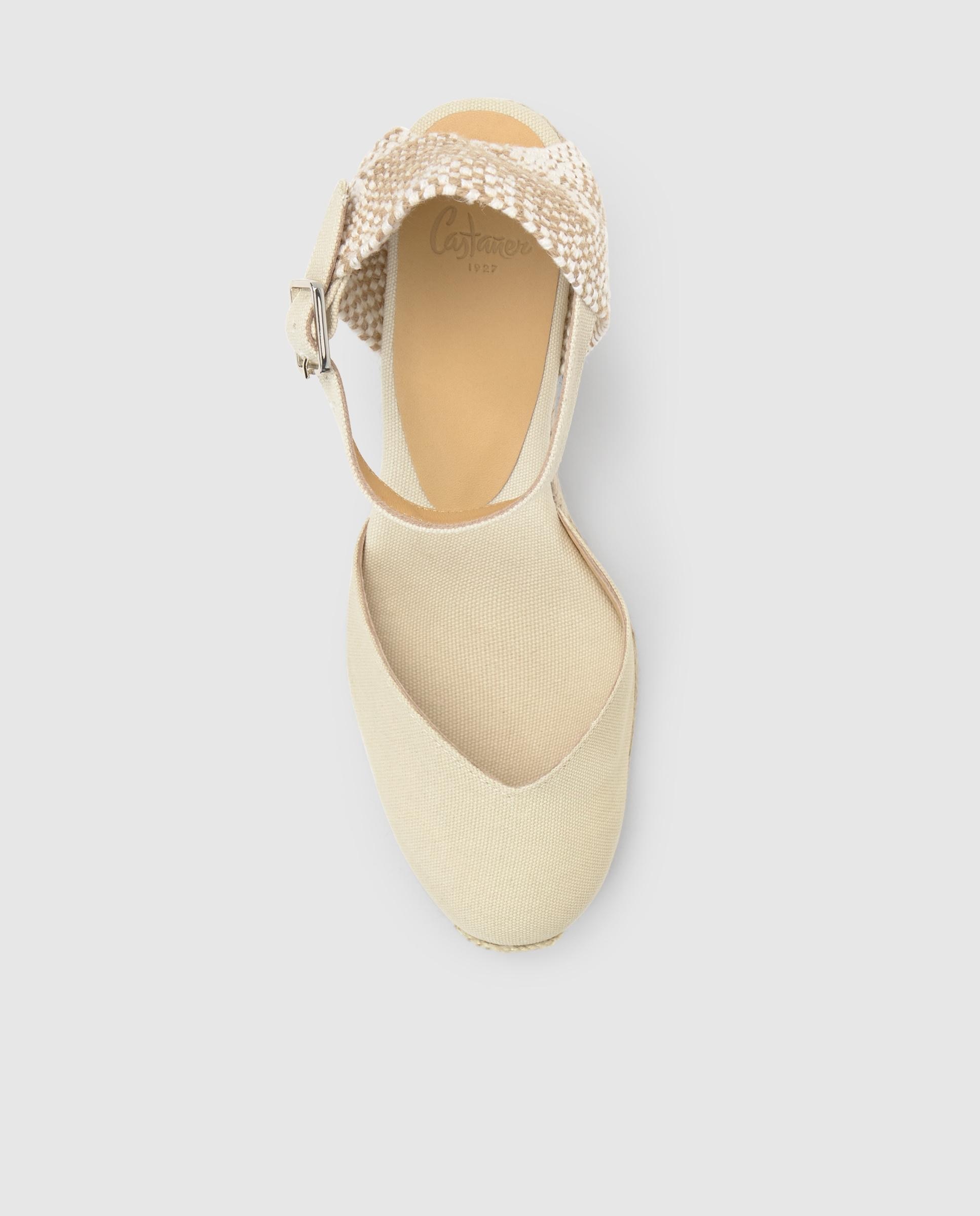 Alpargatas de cuña de mujer Chiarita con pala en v y cierre en hebilla - Castañer - Blanco Crema-5