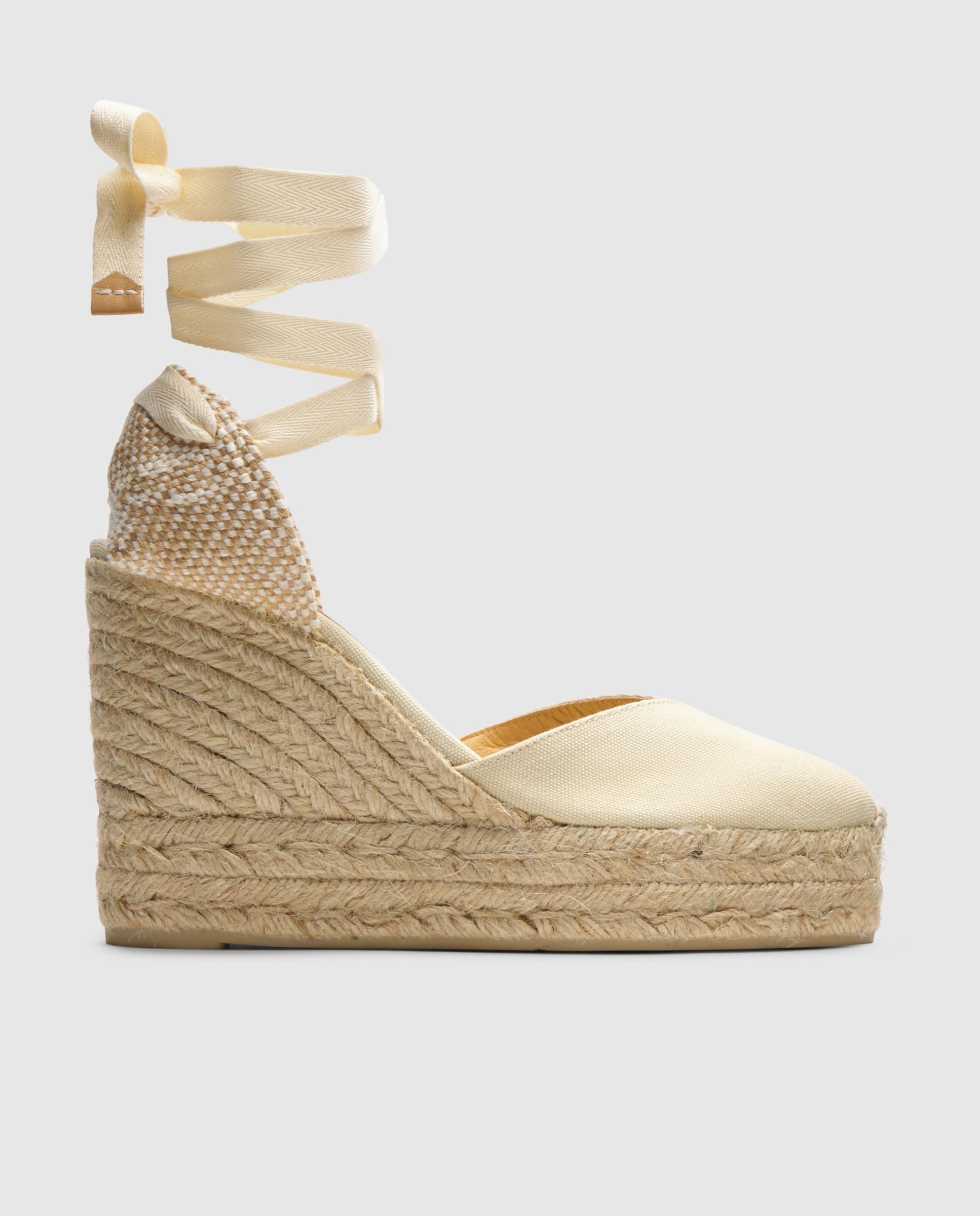 Alpargatas con cintas de mujer Chiara de algodón orgánico - Castañer - Beige Beige-1