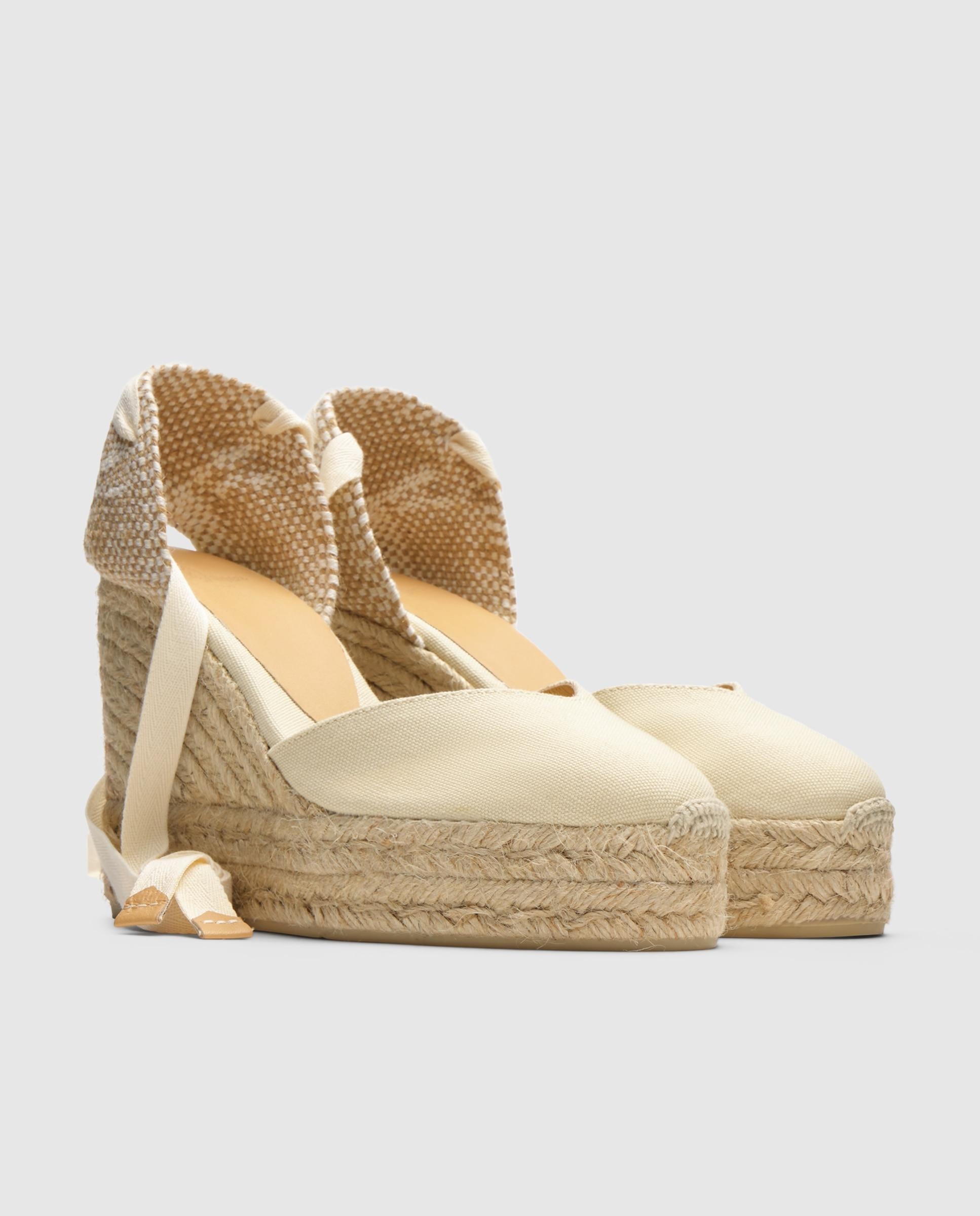 Alpargatas con cintas de mujer Chiara de algodón orgánico - Castañer - Beige Beige-3