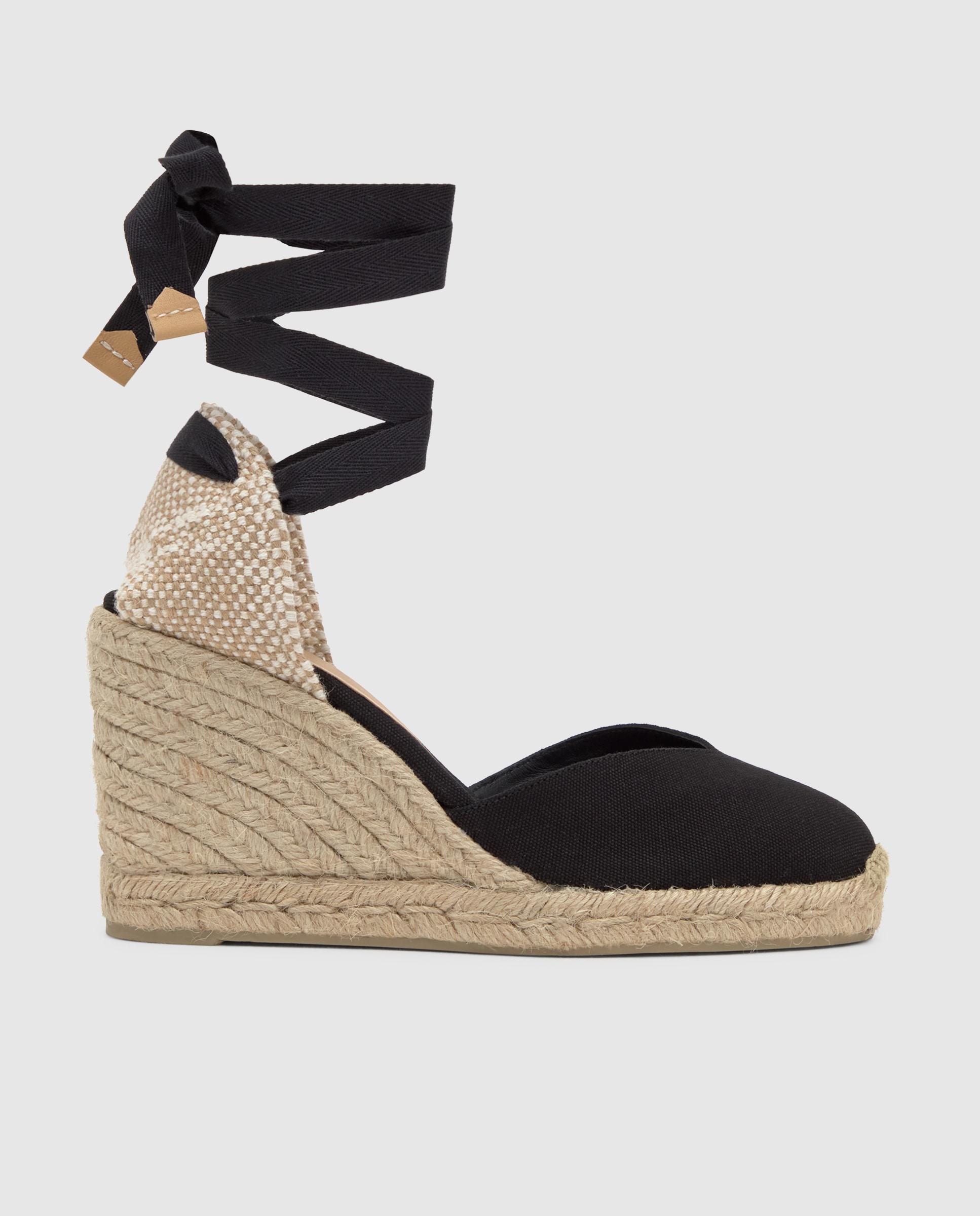 Imagen 0 de Alpargatas de cuña de mujer Chiara en algodón orgánico con cierre de cintas