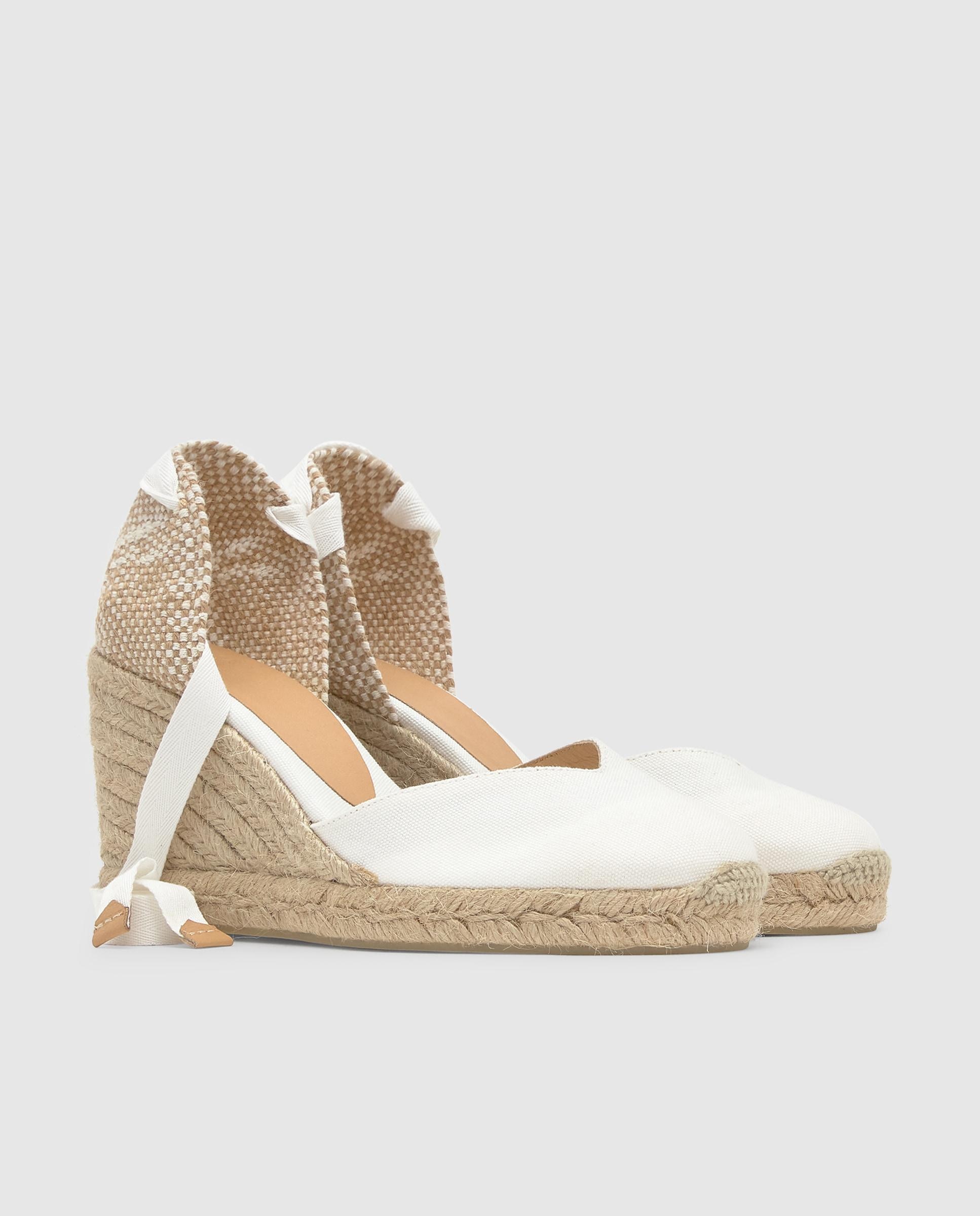 Alpargatas de cuña de mujer en negro con punta cerrada - Castañer - Blanco Blanco-3
