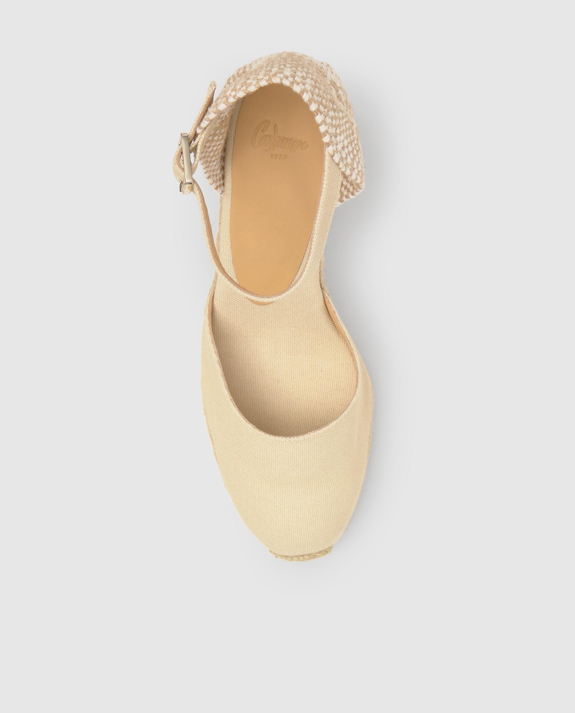Alpargatas de cuña de mujer Carol con talonera trenzada y cierre de hebilla - Castañer - Crema Crema-6