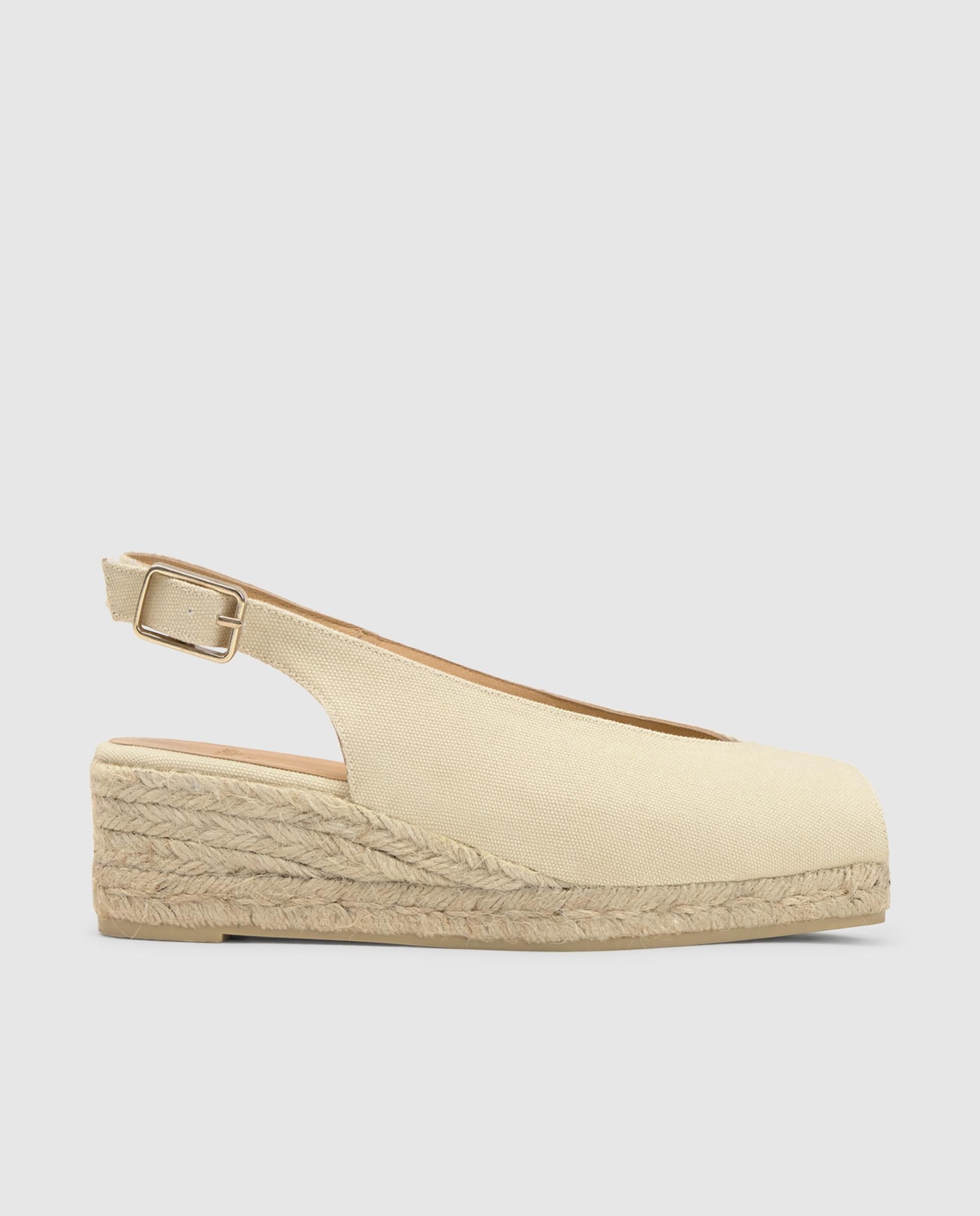 Alpargata de mujer destalonada de algodón con cierre de hebilla. - Castañer - Beige Beige-1
