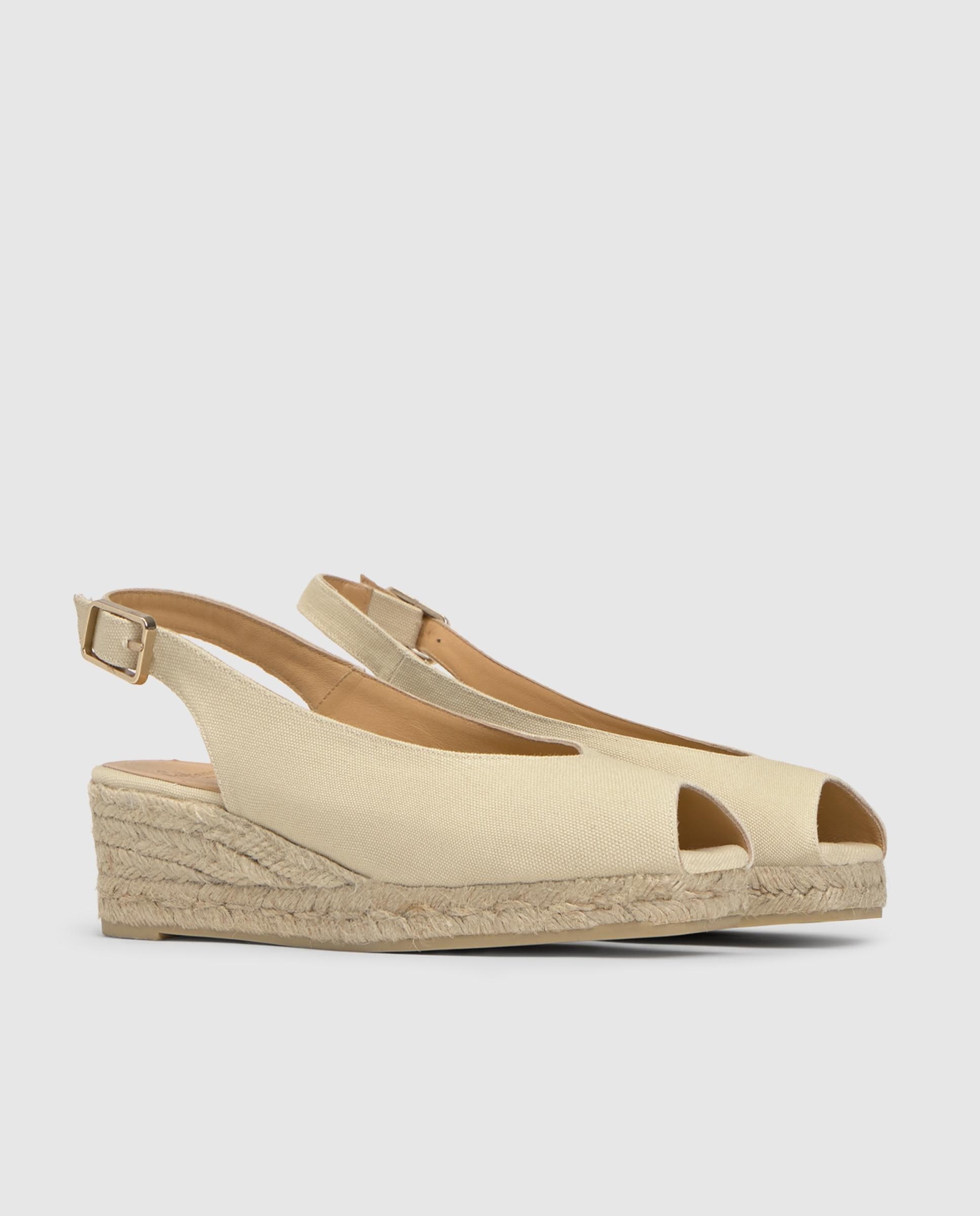 Alpargata de mujer destalonada de algodón con cierre de hebilla. - Castañer - Beige Beige-2