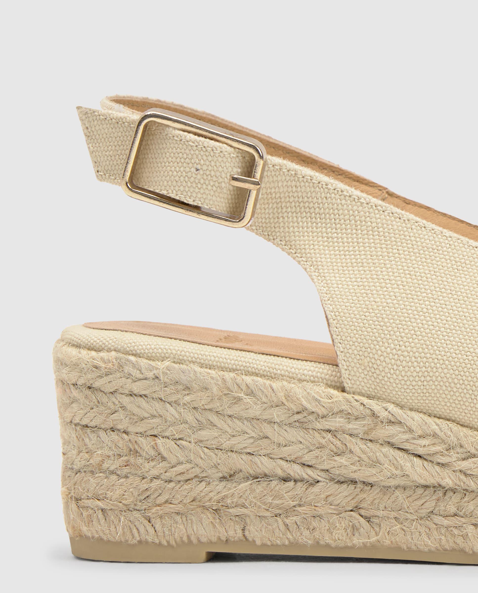 Alpargata de mujer destalonada de algodón con cierre de hebilla. - Castañer - Beige Beige-3