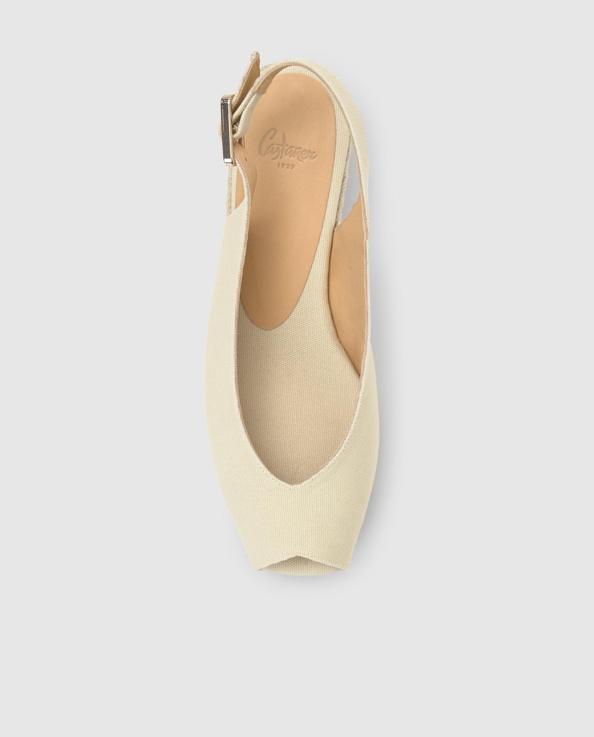 Alpargata de mujer destalonada de algodón con cierre de hebilla. - Castañer - Beige Beige-5