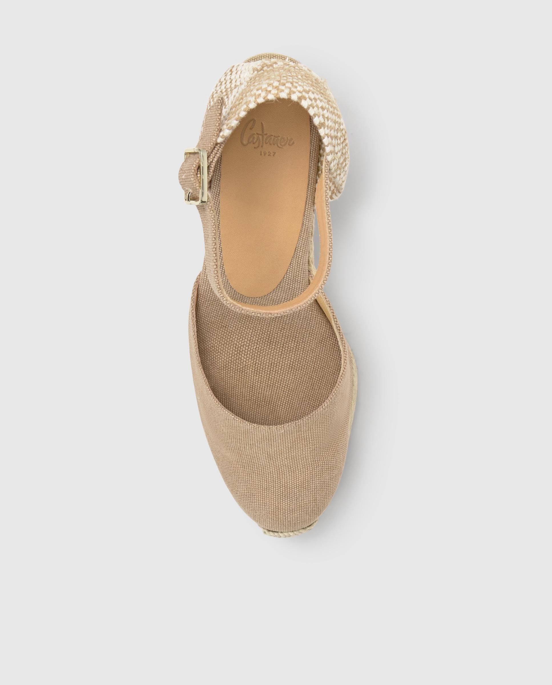 Alpargatas de cuña de mujer Carol con talonera trenzada y cierre de hebilla - Castañer - Beige Beige-6