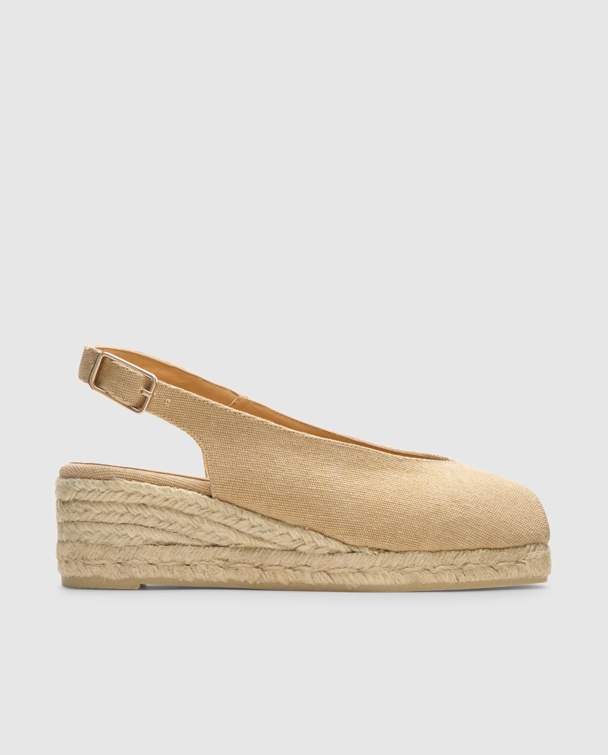 Alpargatas de cuña de mujer Dosalia destalonadas con de algodón orgánico lavado - Castañer - Beige Beige-1
