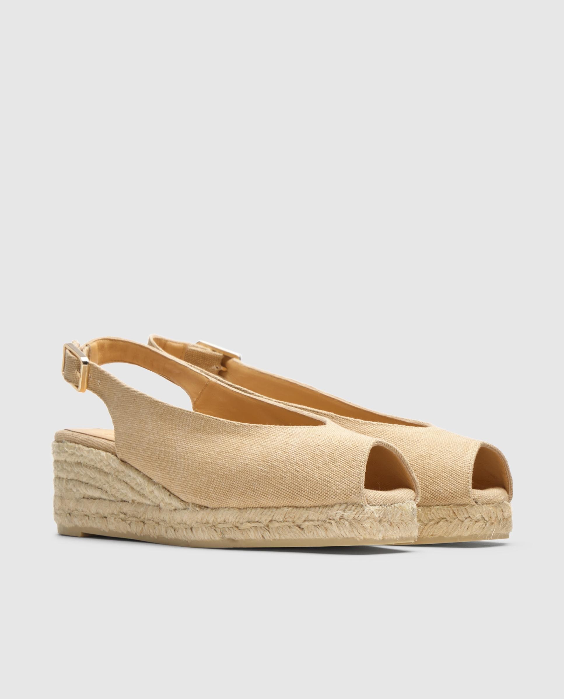 Alpargatas de cuña de mujer Dosalia destalonadas con de algodón orgánico lavado - Castañer - Beige Beige-3