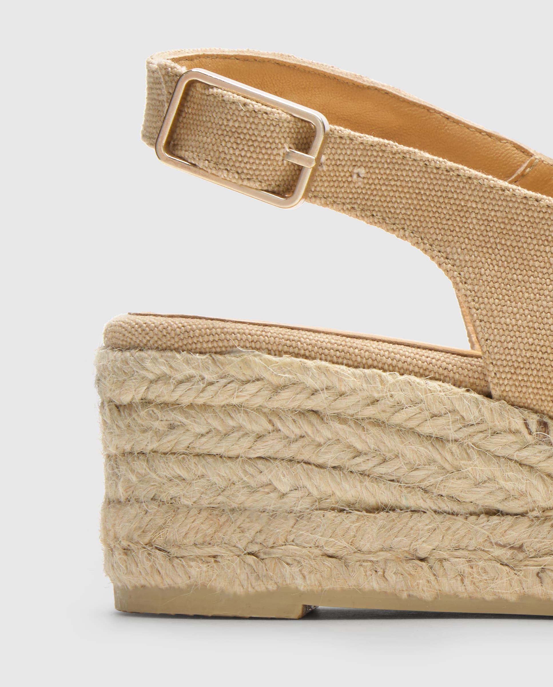Alpargatas de cuña de mujer Dosalia destalonadas con de algodón orgánico lavado - Castañer - Beige Beige-4