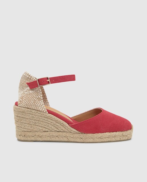 Imagen 0 de Alpargatas de cuña de mujer Carol en algodón orgánico lavado con cierre de pulsera