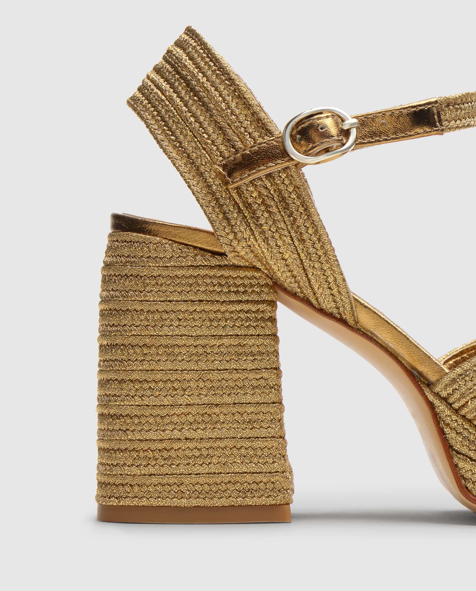 Sandalias de tiras de mujer Valle en acabados trenzados y metalizados - Castañer - Dorado Dorado-4