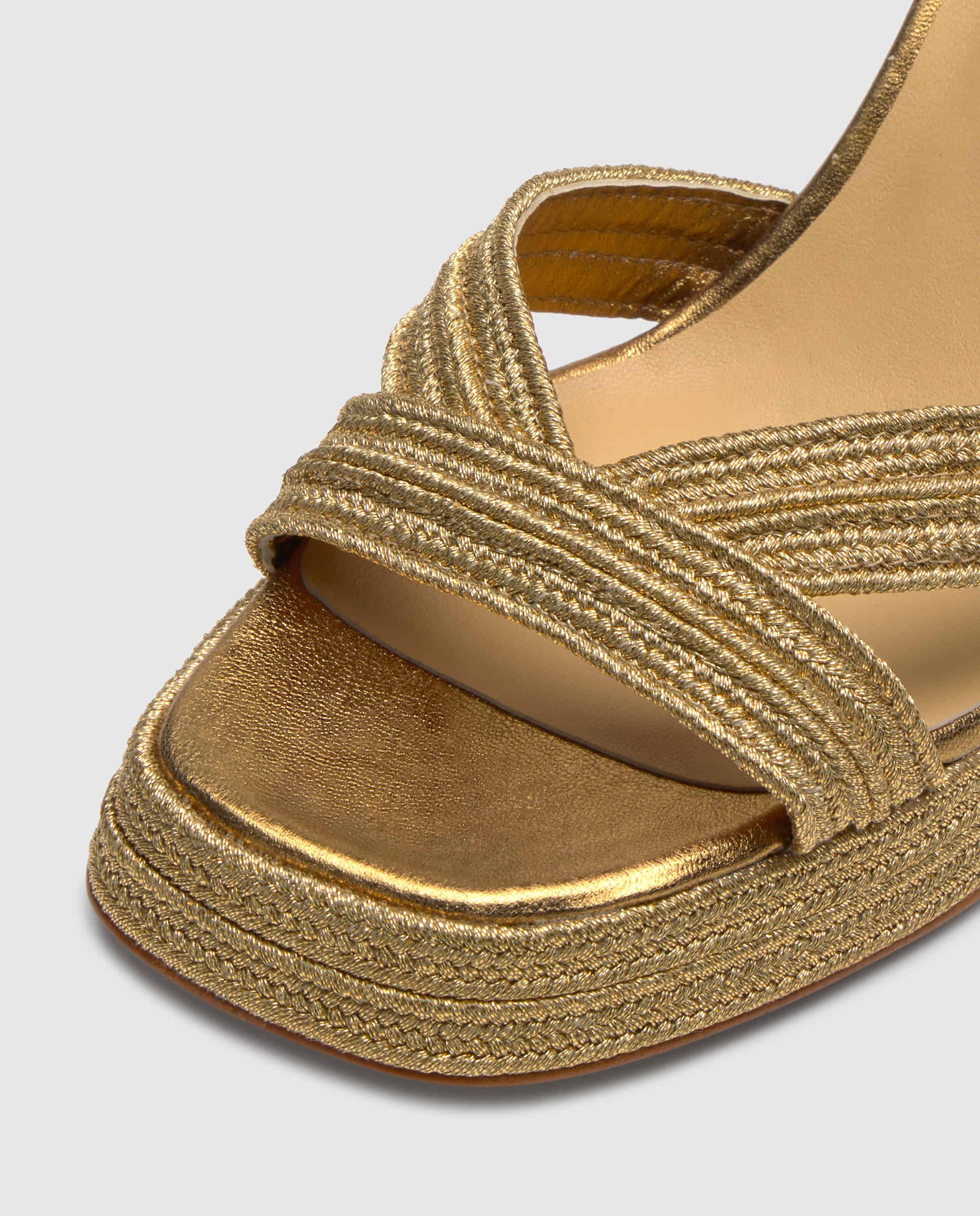 Sandalias de tiras de mujer Valle en acabados trenzados y metalizados - Castañer - Dorado Dorado-6