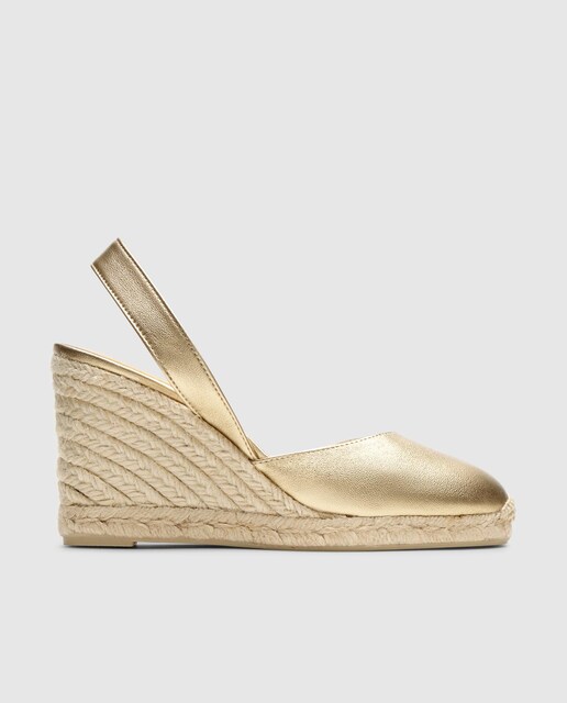 Imagen 0 de Alpargatas de cuña de mujer Carissa en piel metalizada, abertura en la parte posterior del talón.