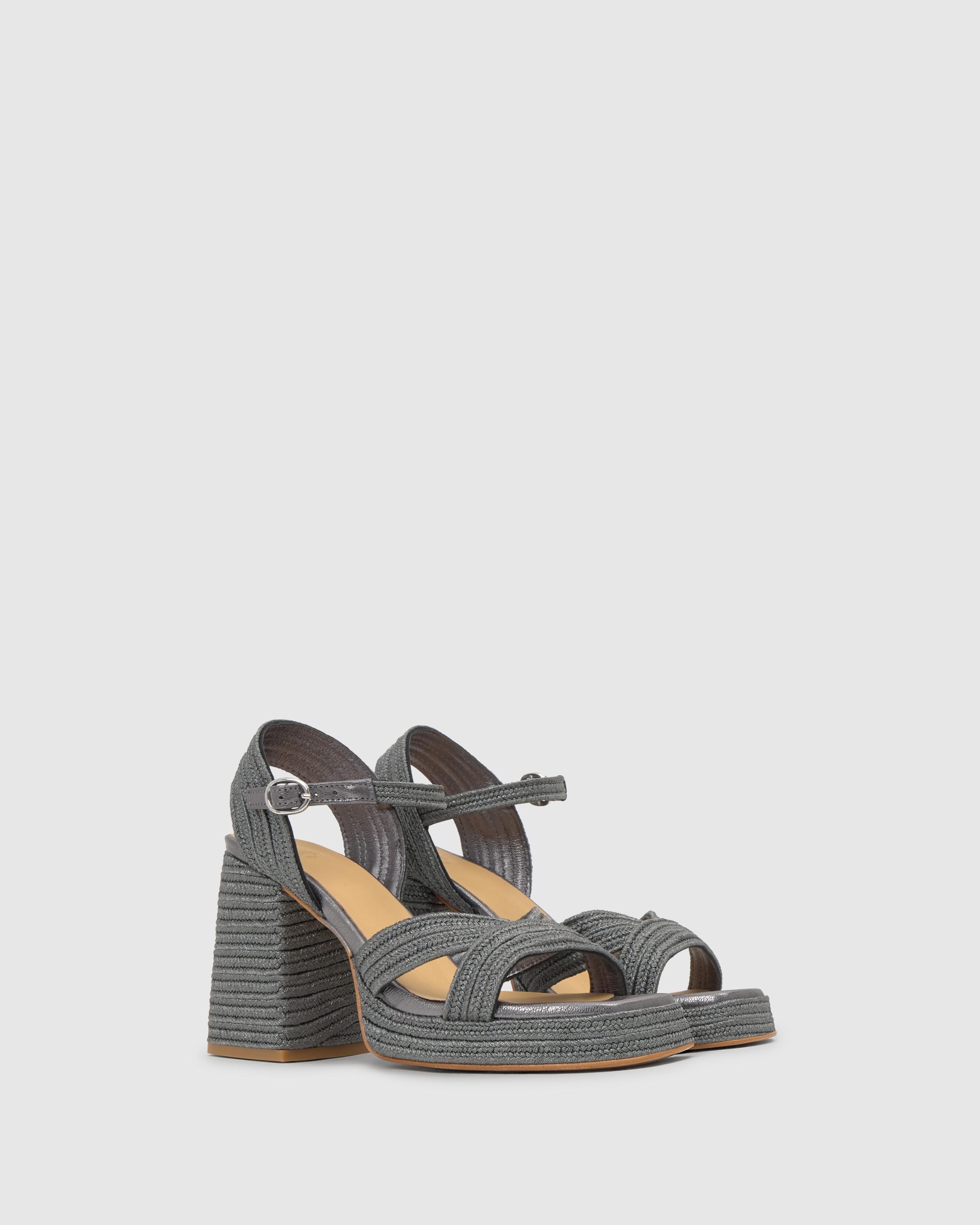 Sandalias de tiras de mujer Valle con trenzado artsanal y cierre de hebilla - Castañer - Gris cuarzo metalizado Gris cuarzo metalizado-3