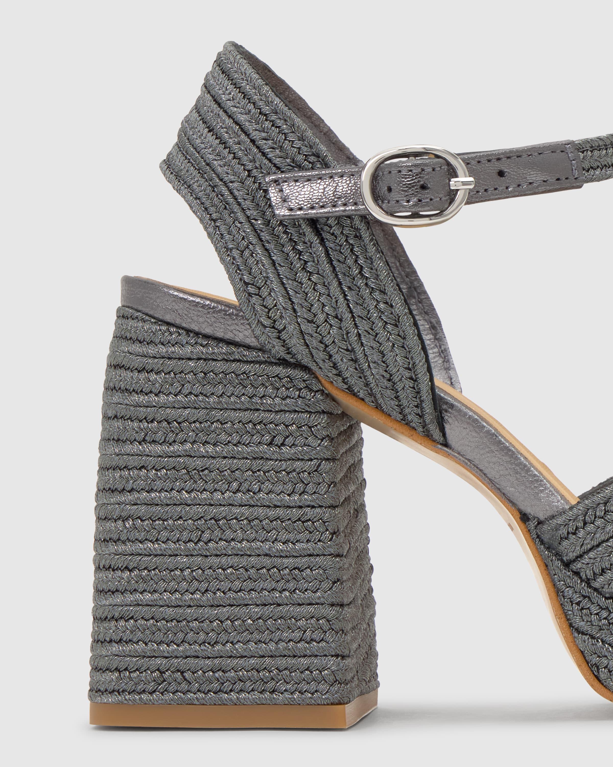 Sandalias de tiras de mujer Valle con trenzado artsanal y cierre de hebilla - Castañer - Gris cuarzo metalizado Gris cuarzo metalizado-4