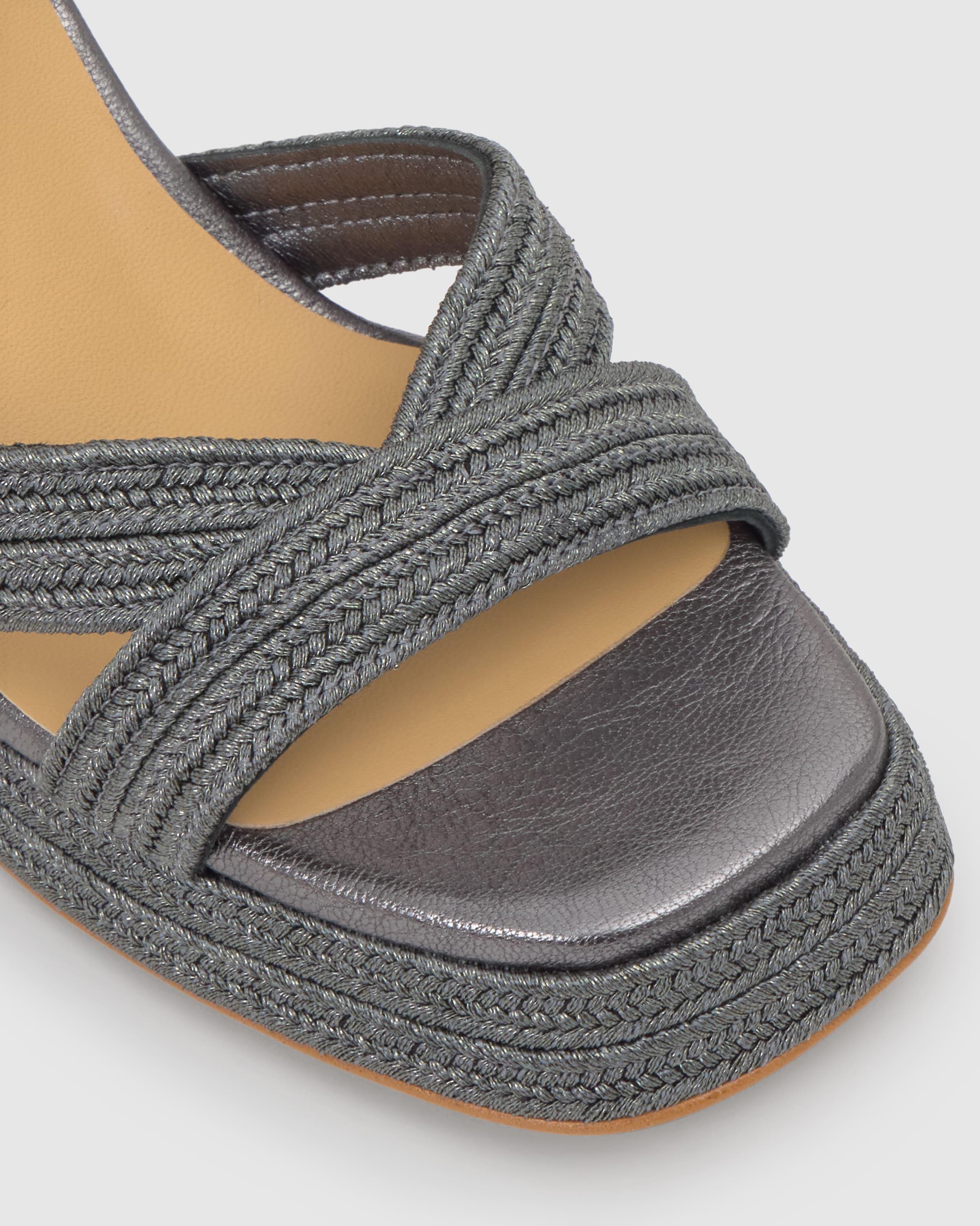 Sandalias de tiras de mujer Valle con trenzado artsanal y cierre de hebilla - Castañer - Gris cuarzo metalizado Gris cuarzo metalizado-5