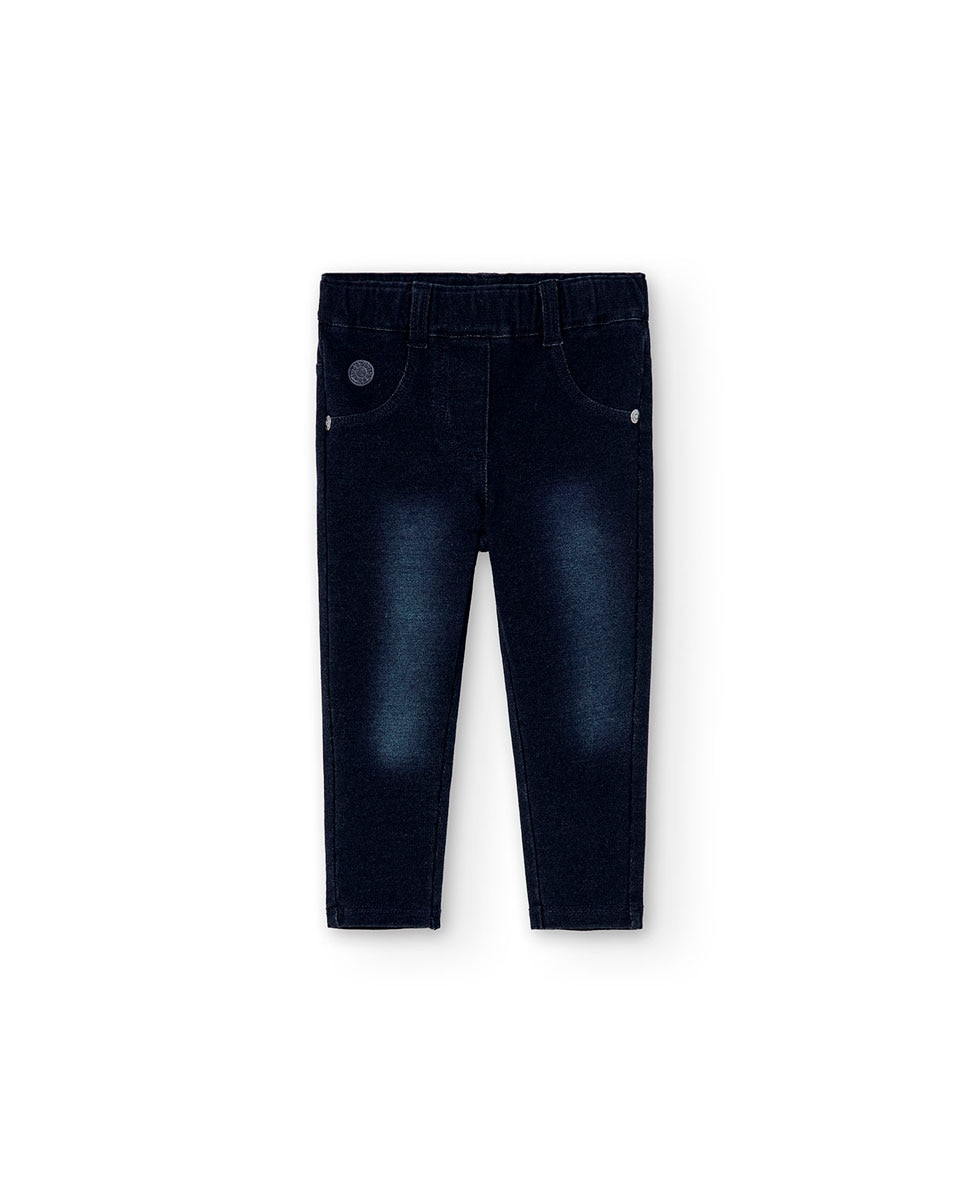 Jegging de bebé niña con bolsillos traseros y trabillas en la cintura - Boboli - Azul marino Azul marino-1