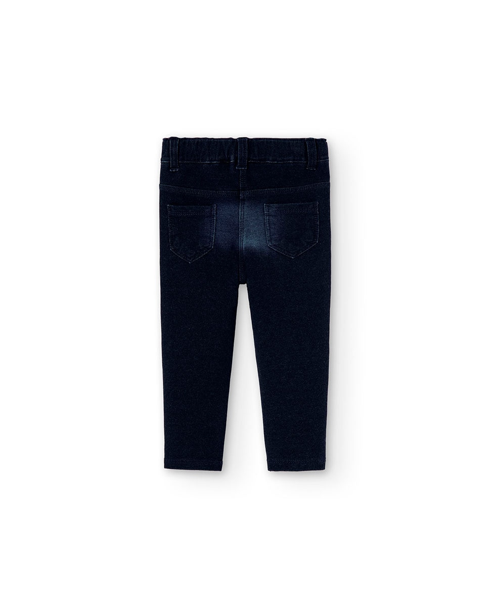 Jegging de bebé niña con bolsillos traseros y trabillas en la cintura - Boboli - Azul marino Azul marino-2