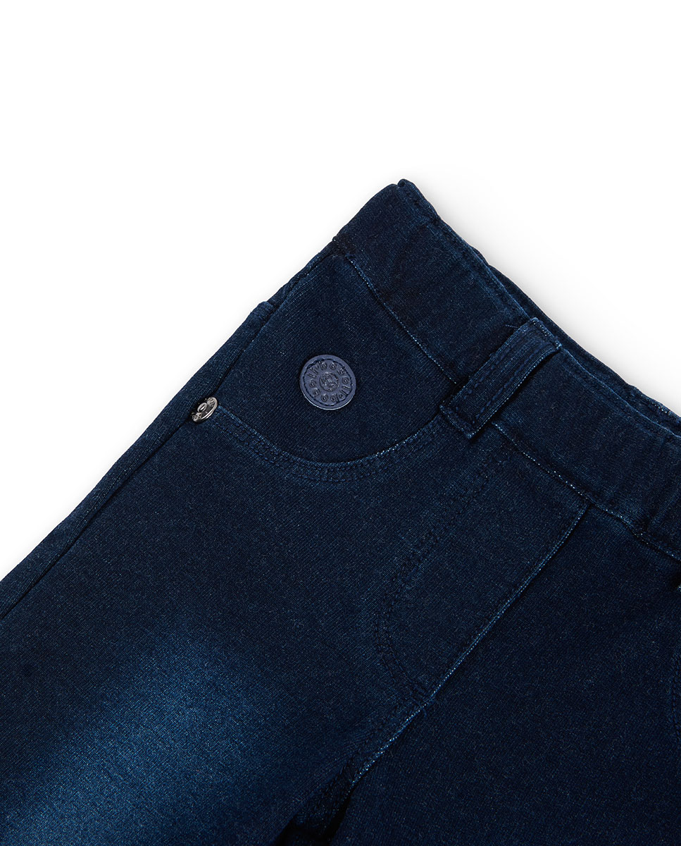 Jegging de bebé niña con bolsillos traseros y trabillas en la cintura - Boboli - Azul marino Azul marino-3