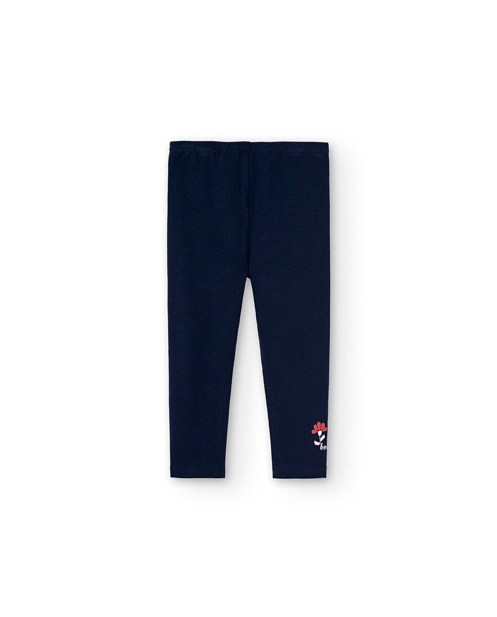Leggin de bebé niña liso de algodón - Boboli - Azul marino Azul marino-2