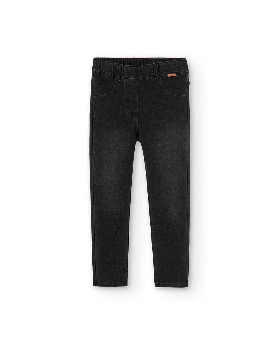 Jegging de niña con bolsillos traseros y trabillas en la cintura - Boboli - Negro Negro-1