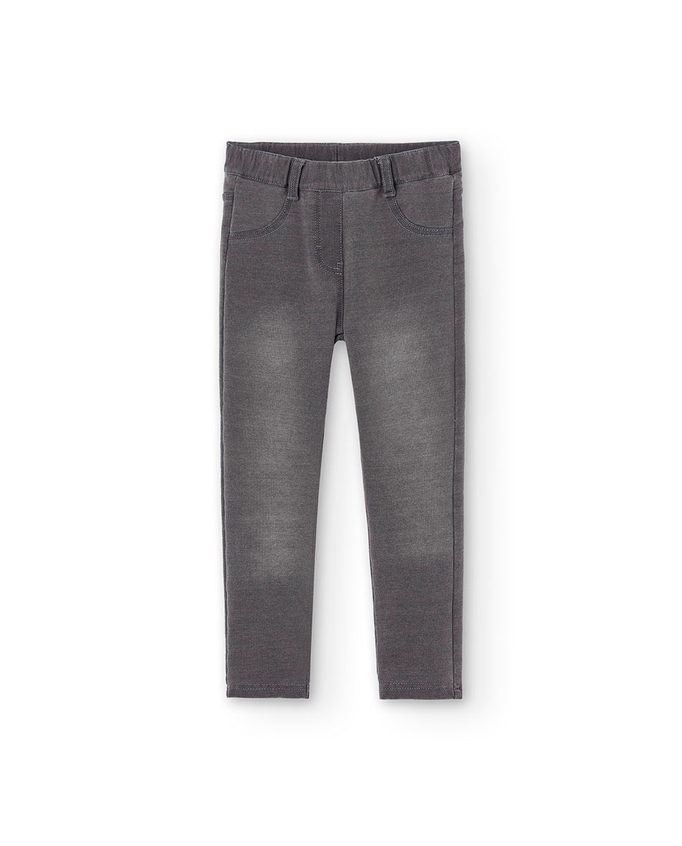 Jegging de niña con bolsillos traseros y trabillas en la cintura - Boboli - Gris Gris-1