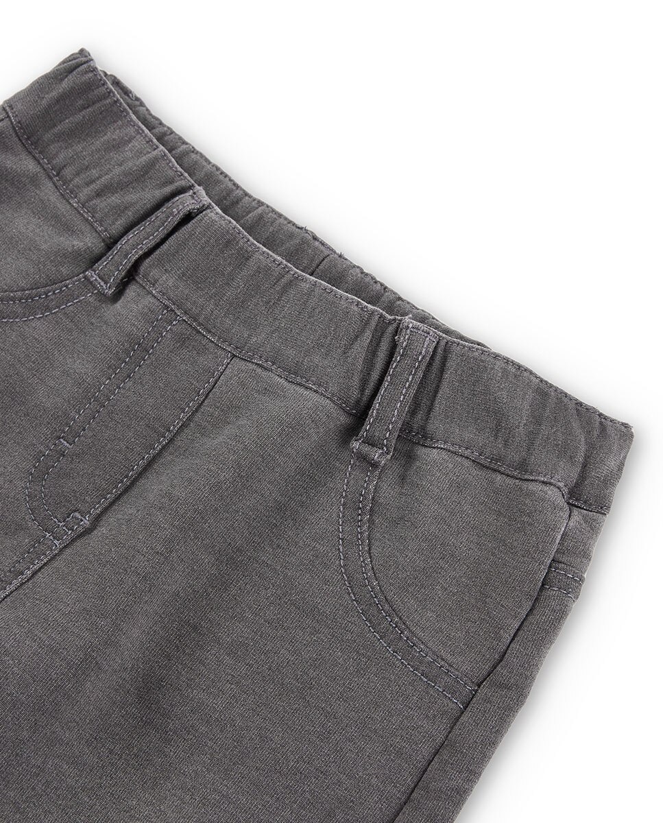 Jegging de niña con bolsillos traseros y trabillas en la cintura - Boboli - Gris Gris-3