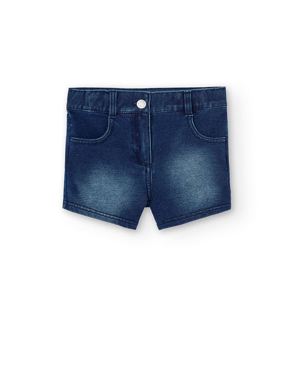 Short de niña denim con cierre de botón y cremallera - Boboli - Azul Azul-1