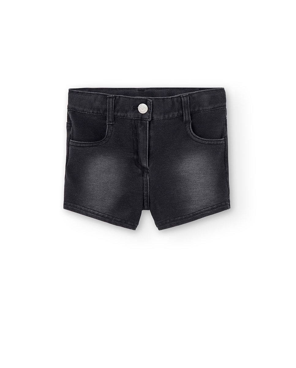 Short de niña denim con cierre de botón y cremallera - Boboli - Negro Negro-1