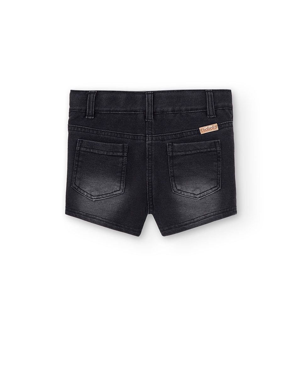Short de niña denim con cierre de botón y cremallera - Boboli - Negro Negro-2