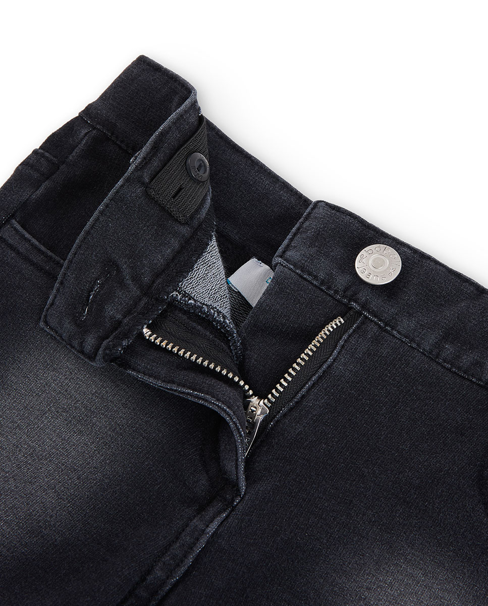 Short de niña denim con cierre de botón y cremallera - Boboli - Negro Negro-3