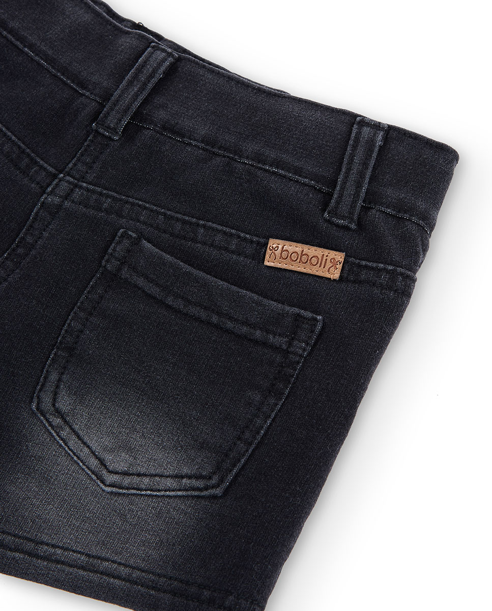 Short de niña denim con cierre de botón y cremallera - Boboli - Negro Negro-4