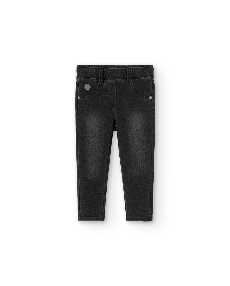 Jegging de bebé niña con bolsillos traseros y trabillas en la cintura - Boboli - Negro Negro-1
