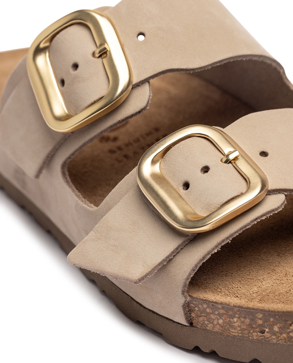 Sandalias planas de mujer de piel - Yokono - Beige Beige-3