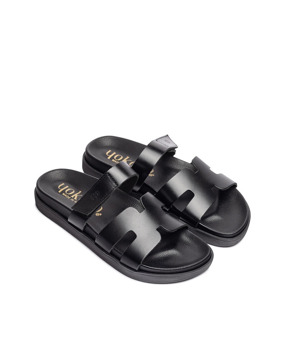 Sandalias planas de mujer de piel - Yokono - Negro Negro-4